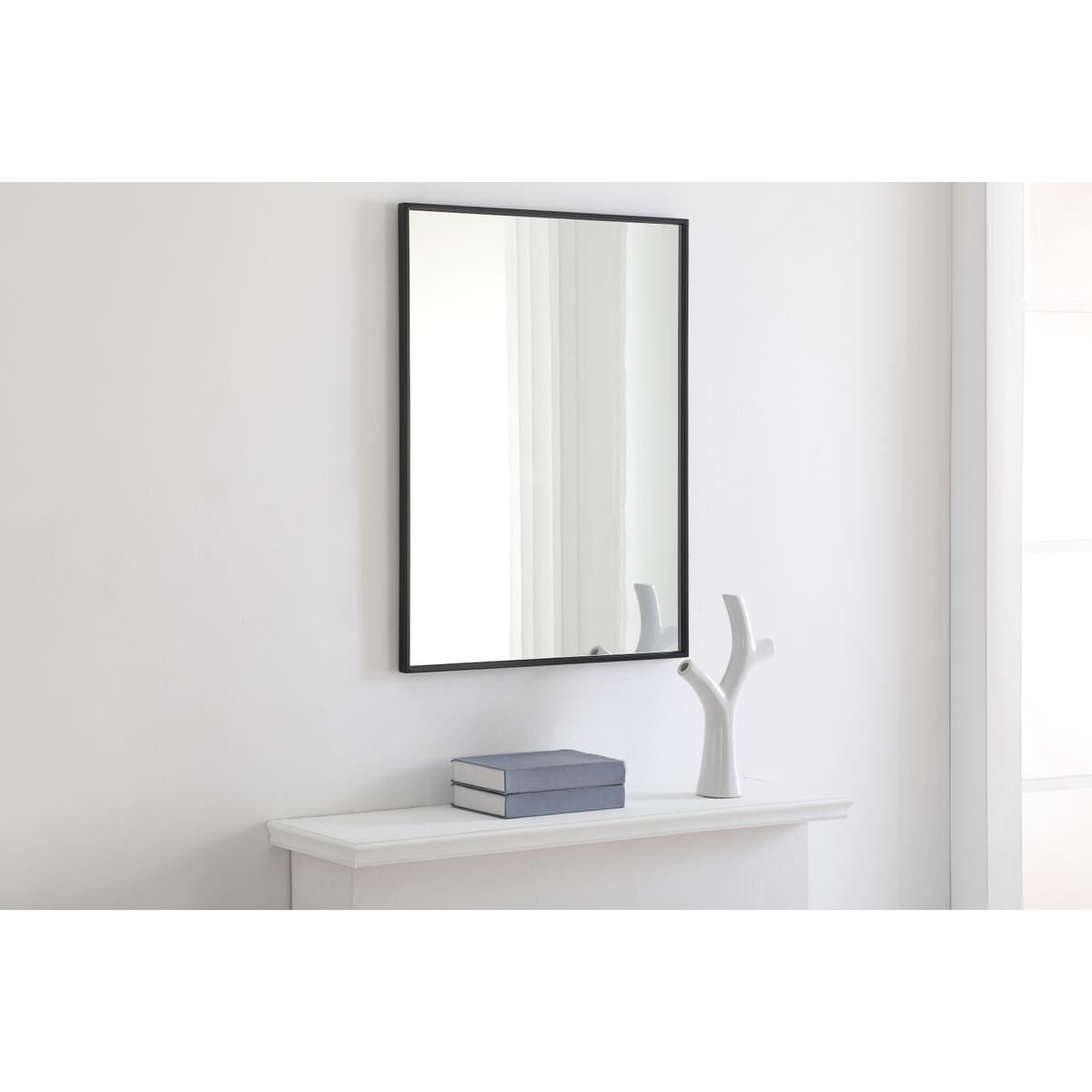 Shown in Black finish and Clear Mirror Beveled glass