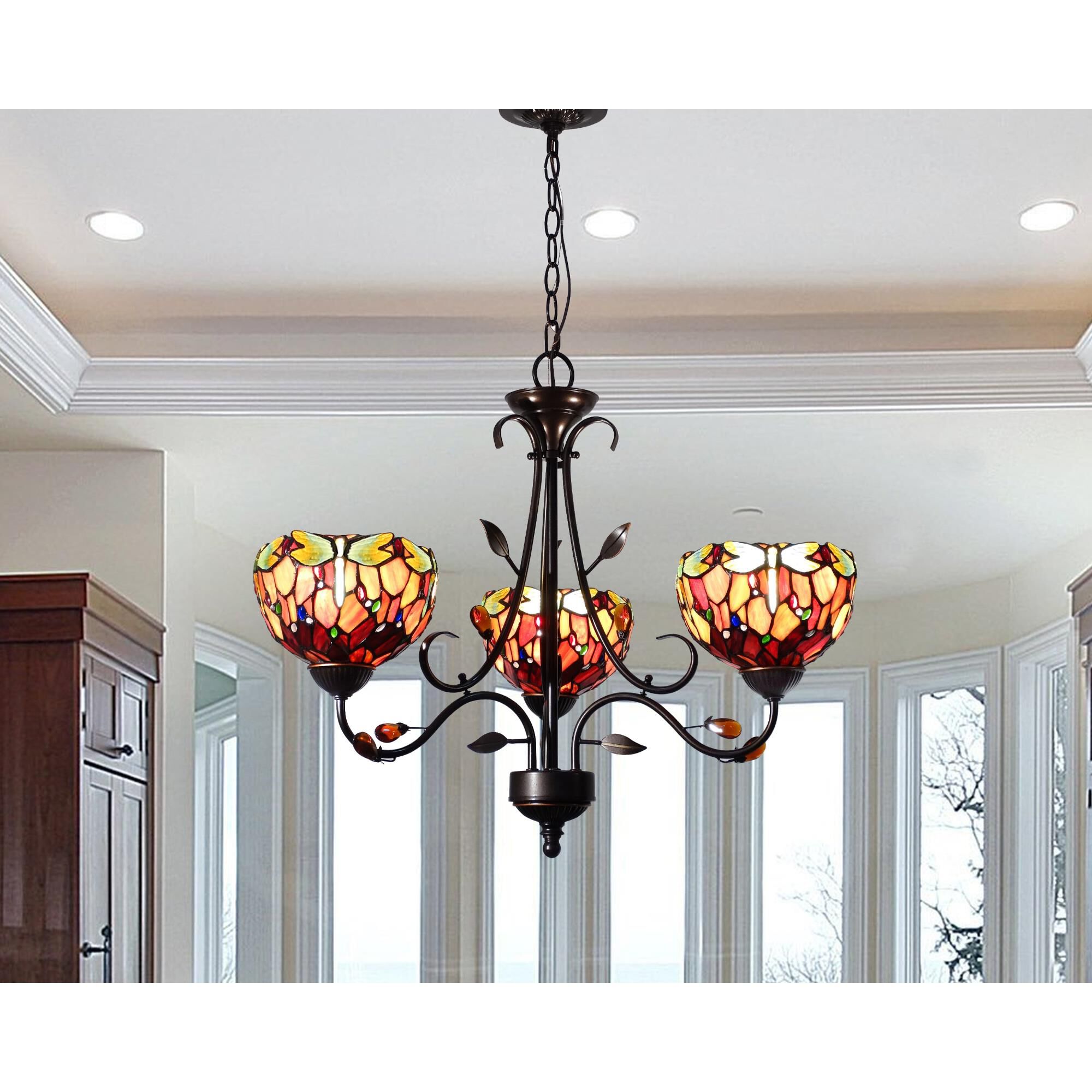 Dragonfly 24 Inch 3 Light Chandelier by Dale Tiffany