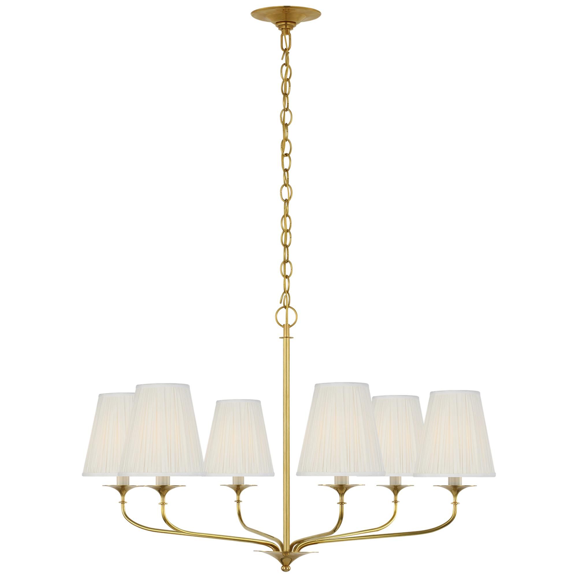 Shown in Hand-Rubbed Antique Brass finish and Silk Pleated shade