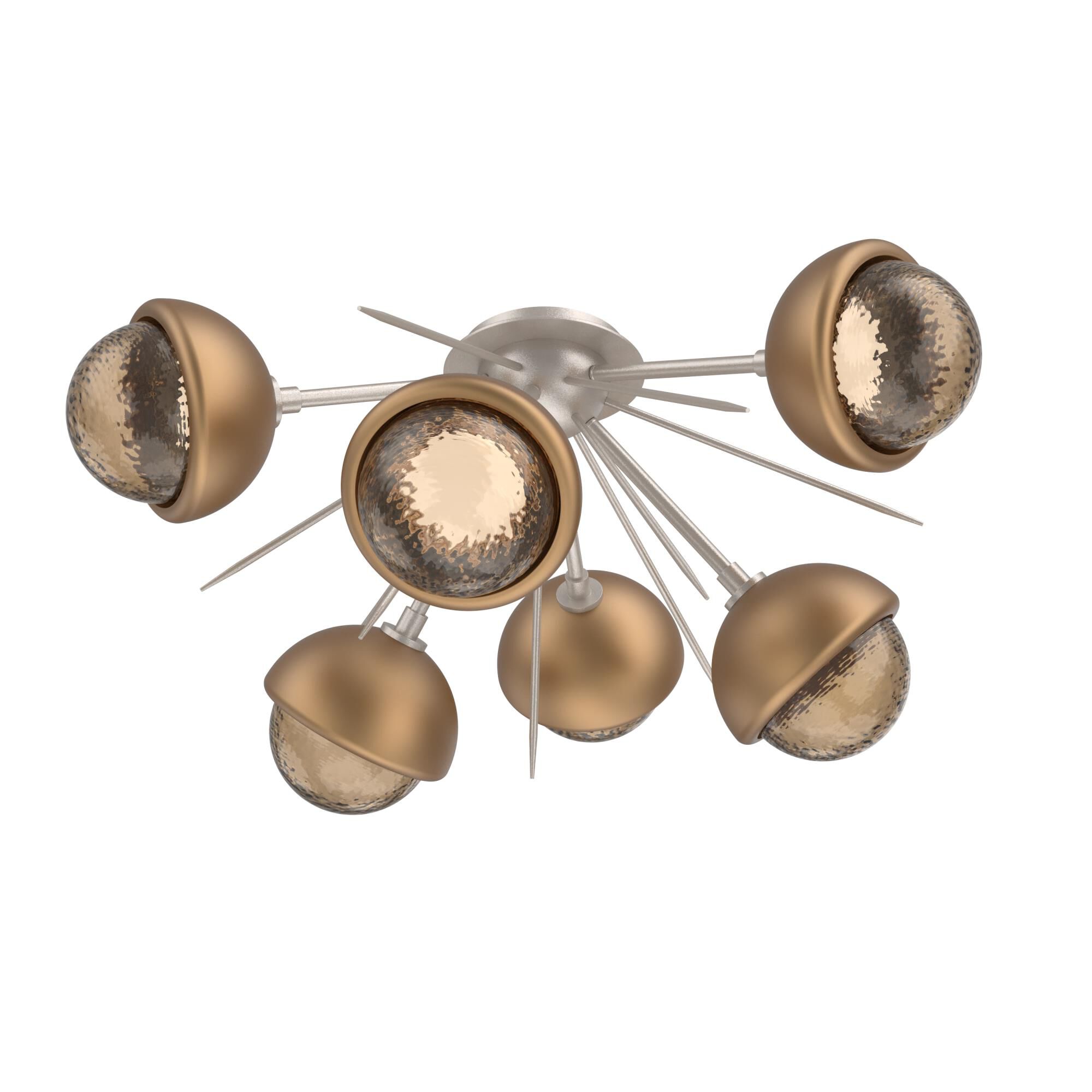 Shown in Beige Silver finish and Bronze glass and Novel Brass accent