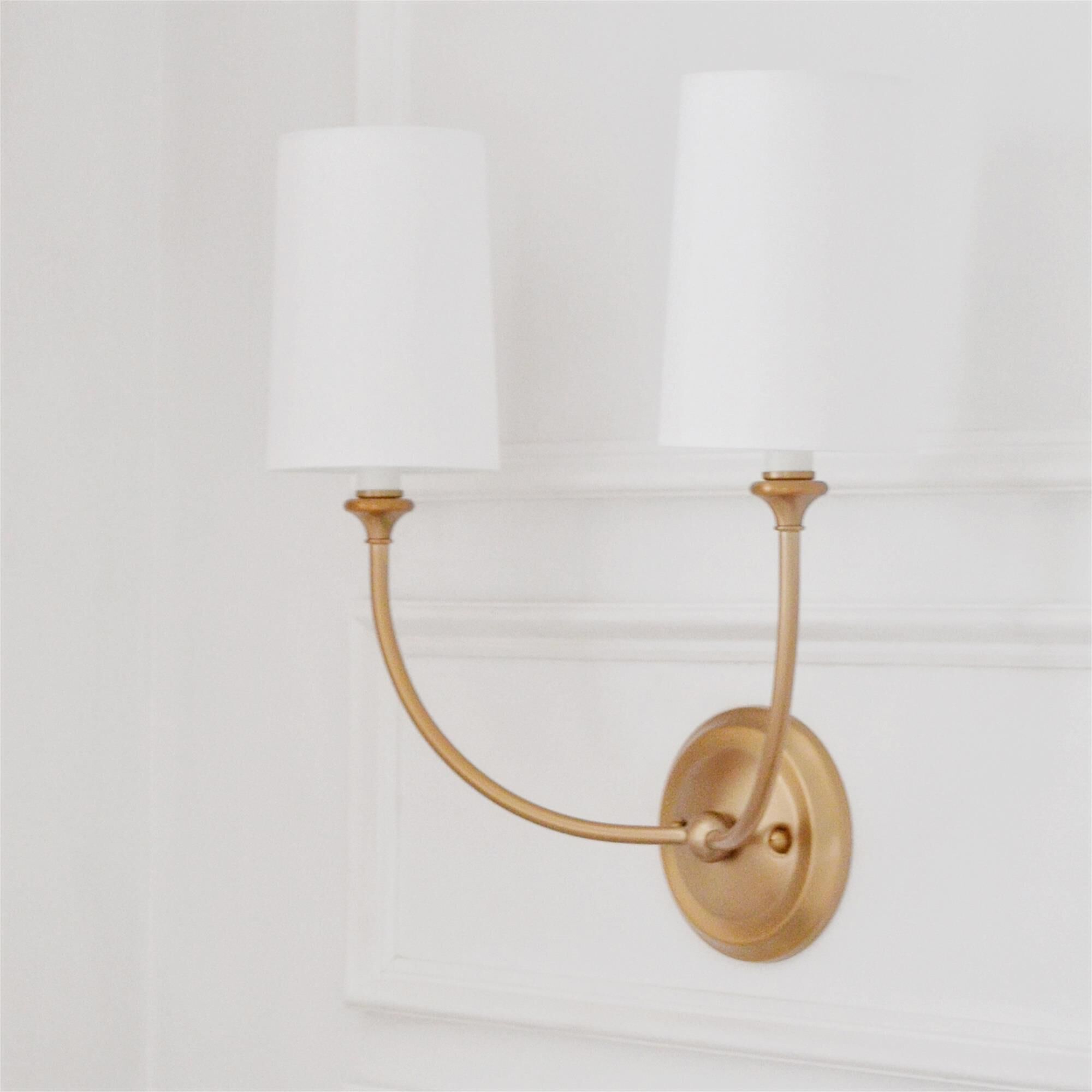 Shown in Vibrant Gold finish and Silk glass and White shade