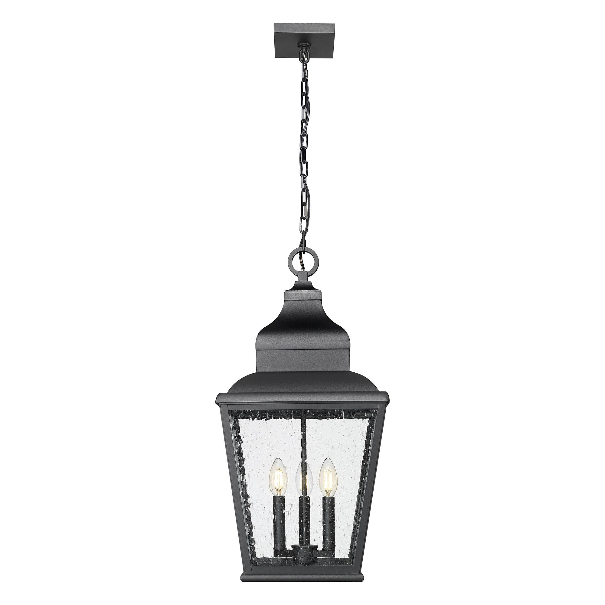 Shown in Sand Black finish and Clear Seedy glass