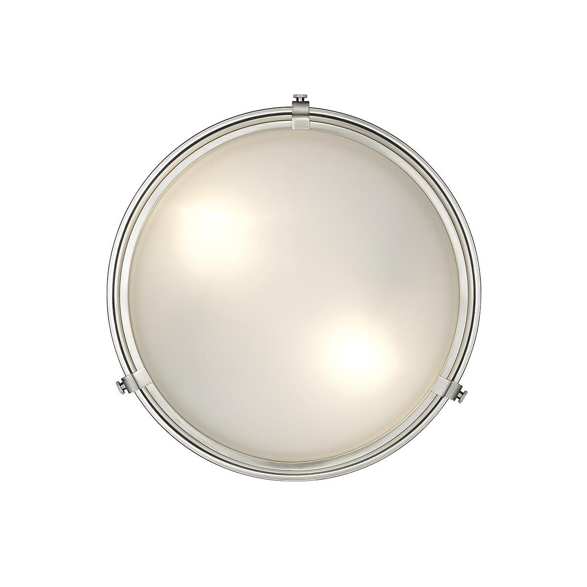 Shown in Brushed Nickel finish and Frosted glass