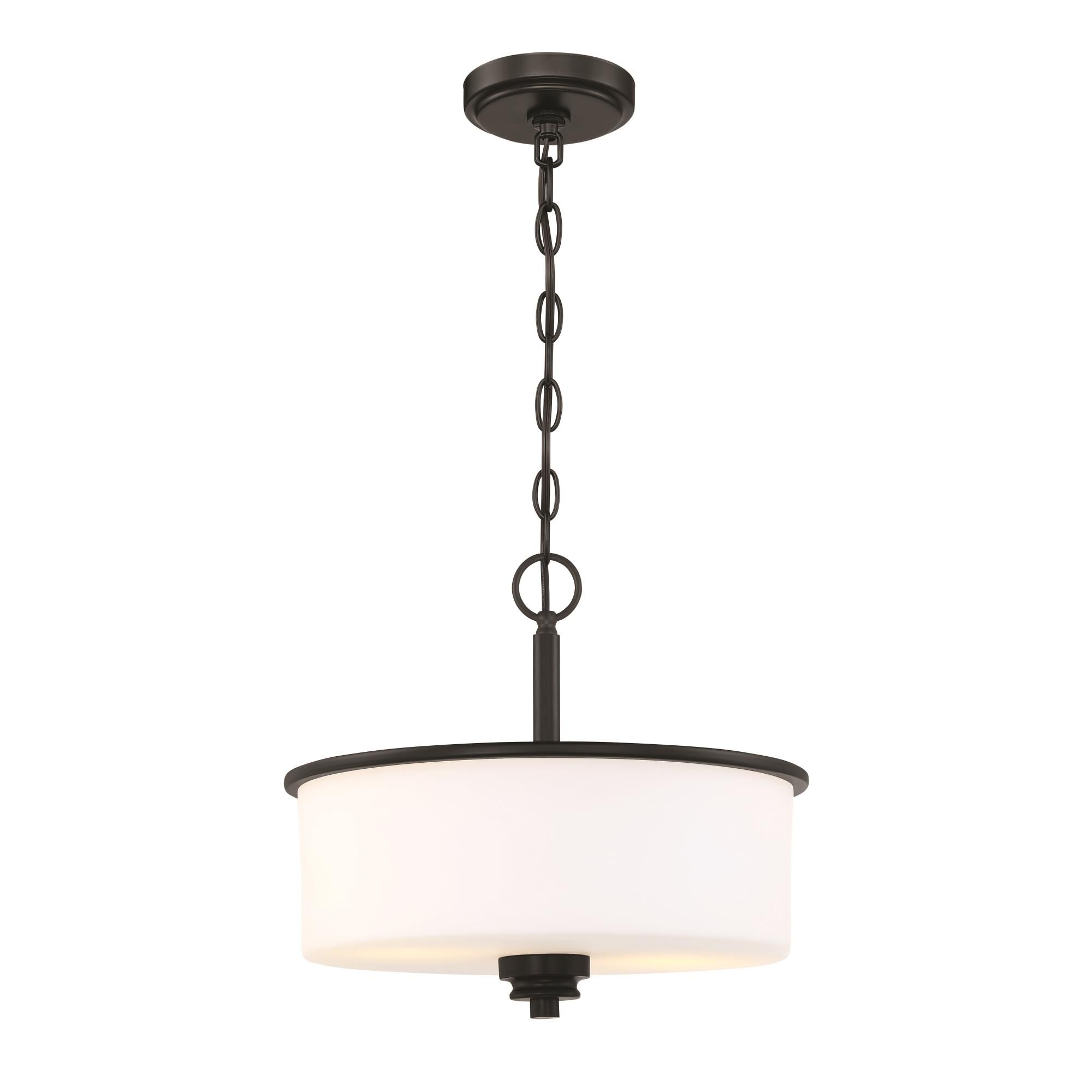 Shown in Brushed Polished Nickel finish and White Frosted glass and Glass shade