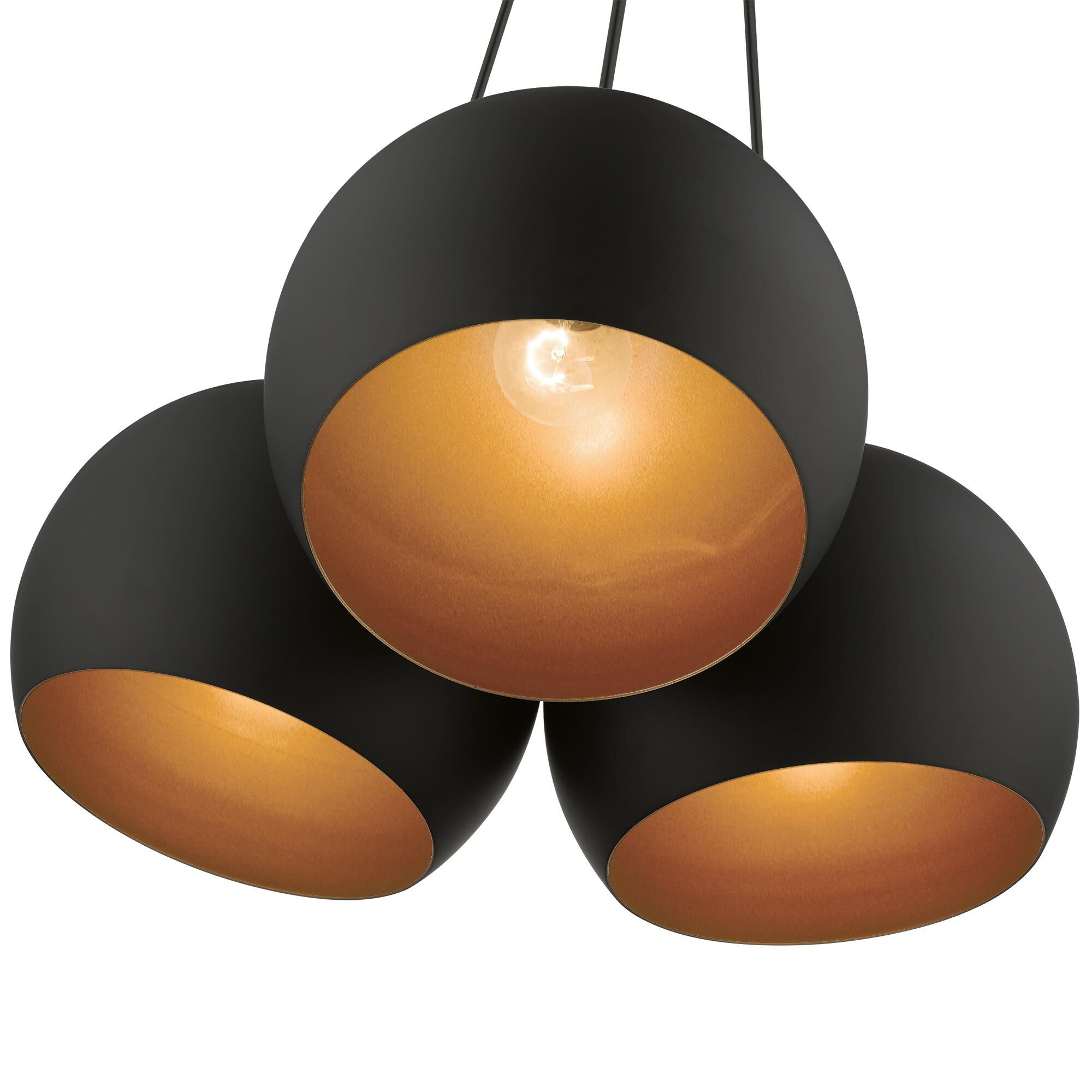 Shown in Black with Brushed Nickel Accents finish and Black Metal with Gold Inside shade
