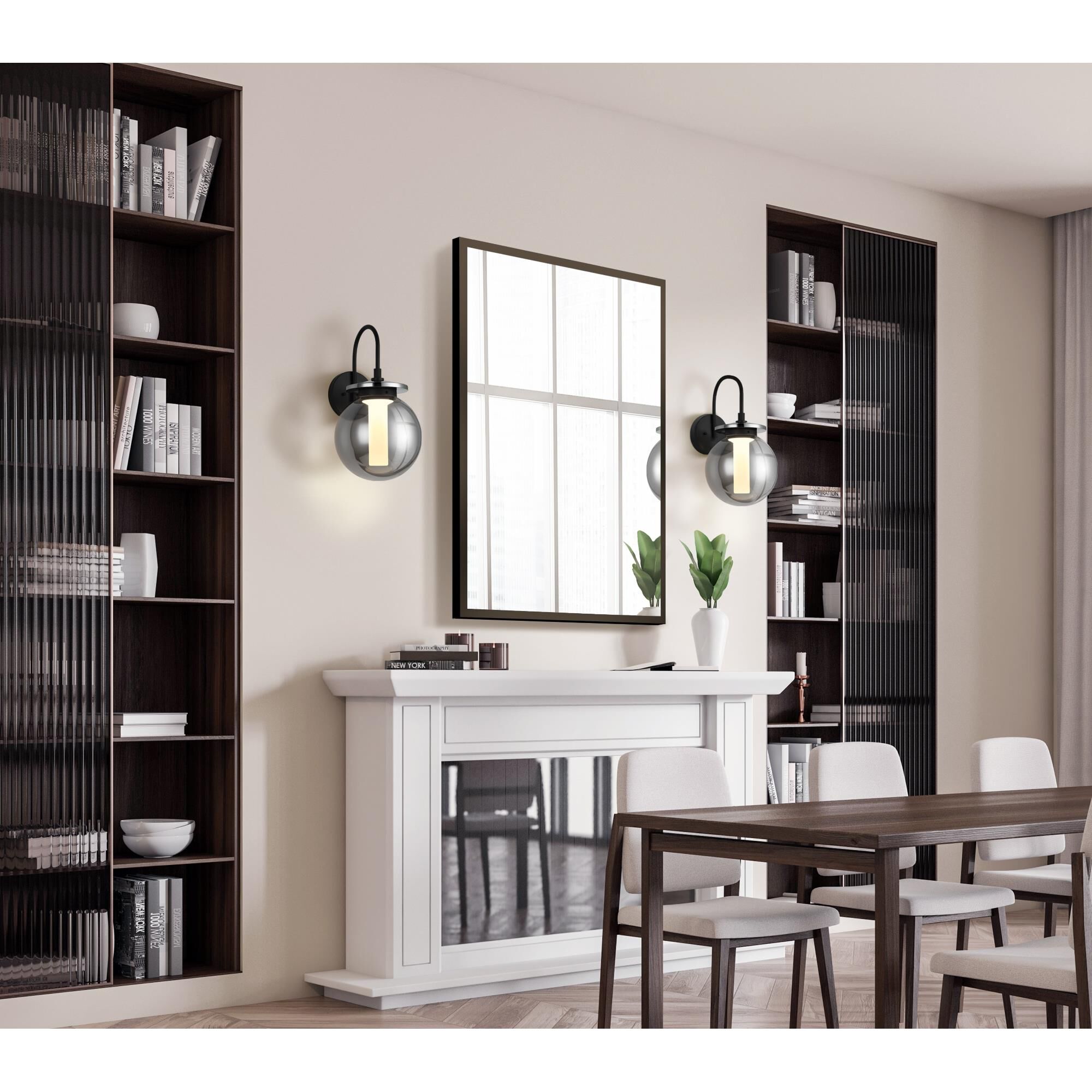 Shown in Black finish and Smoke  glass