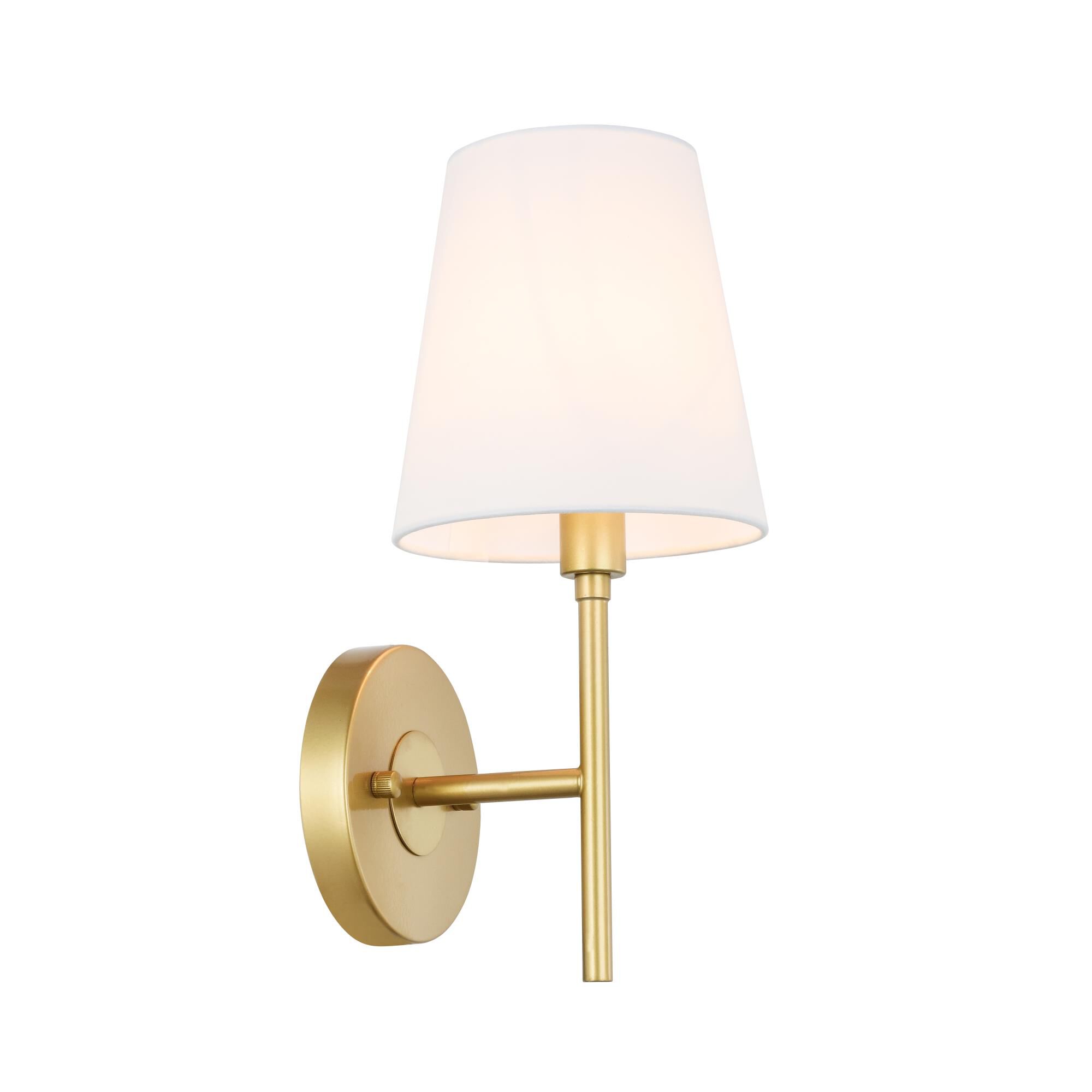 Shown in Brass finish and White Fabric shade