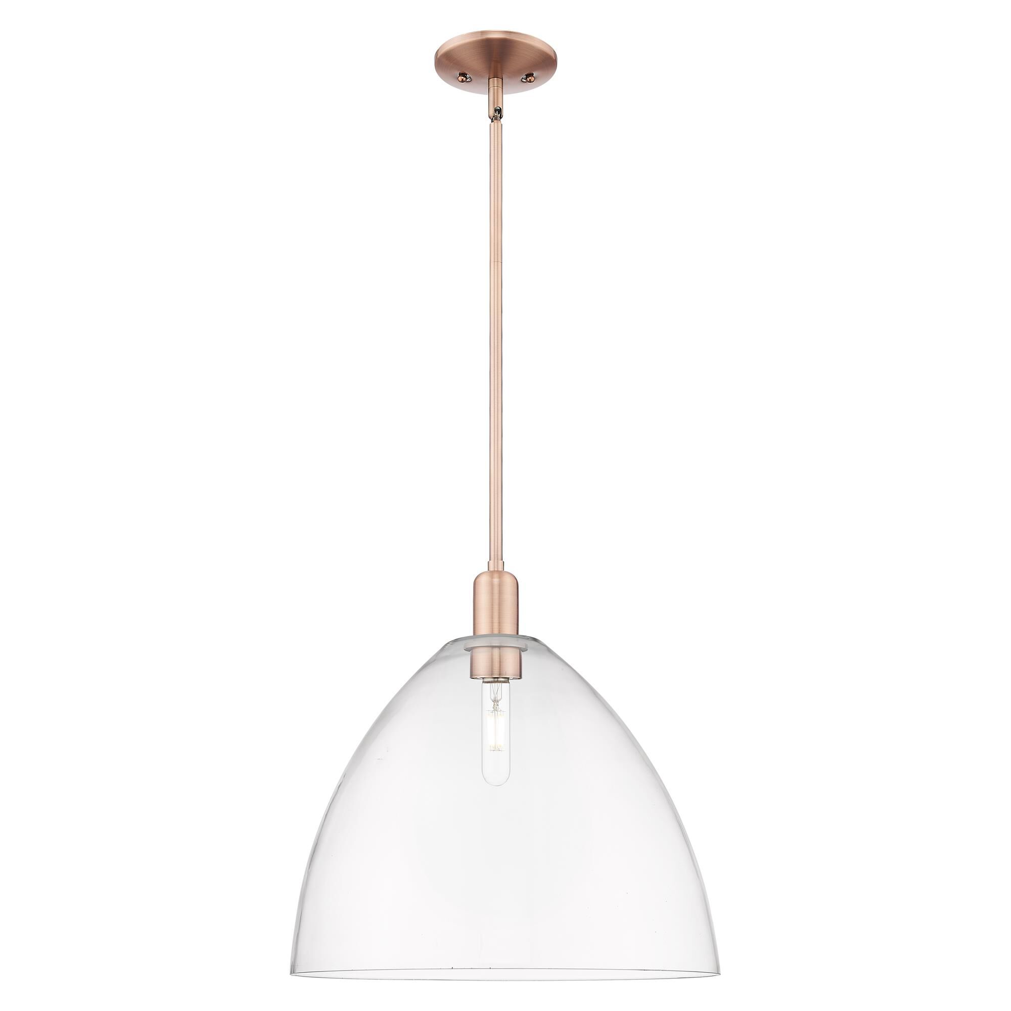 Shown in Antique Copper finish and Clear glass