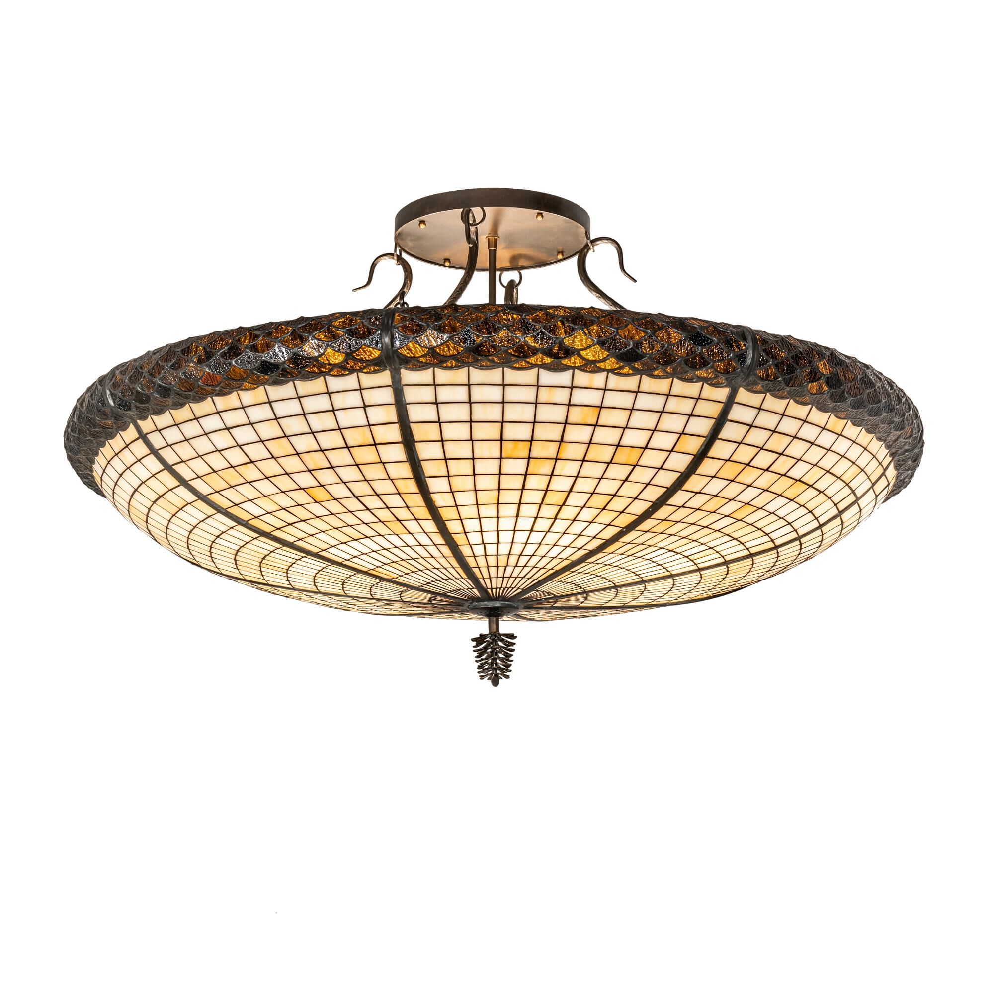 Pinecone 42 Inch 6 Light Semi Flush Mount by Meyda Lighting