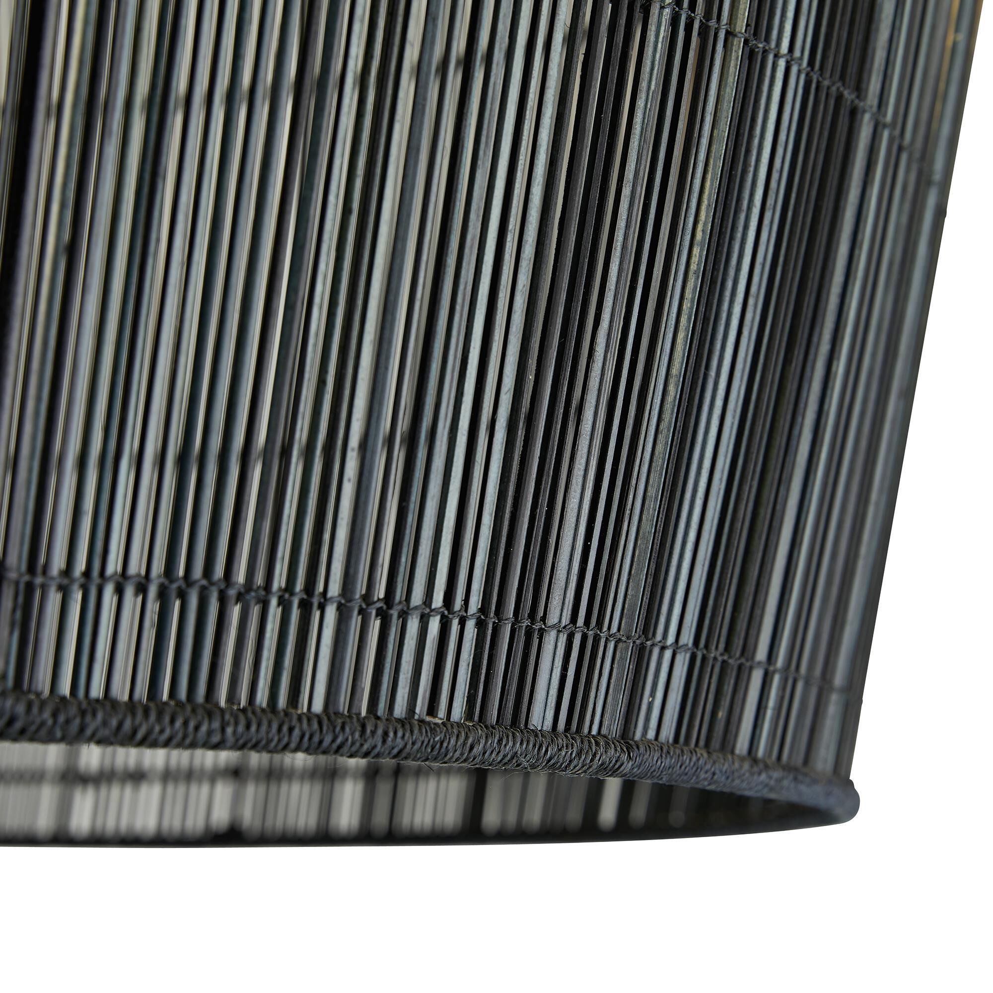 Shown in Antique Brass finish and Natural And Black Ombre Buri shade