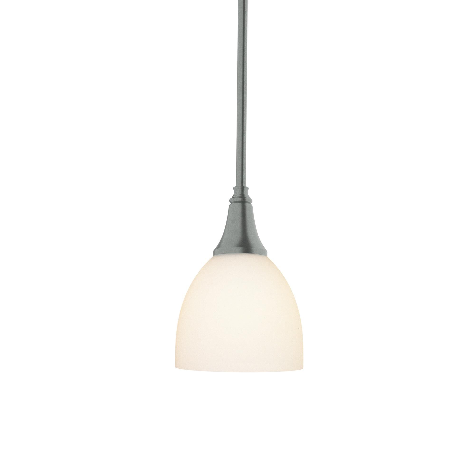 Shown in Vintage Platinum finish and Opal glass