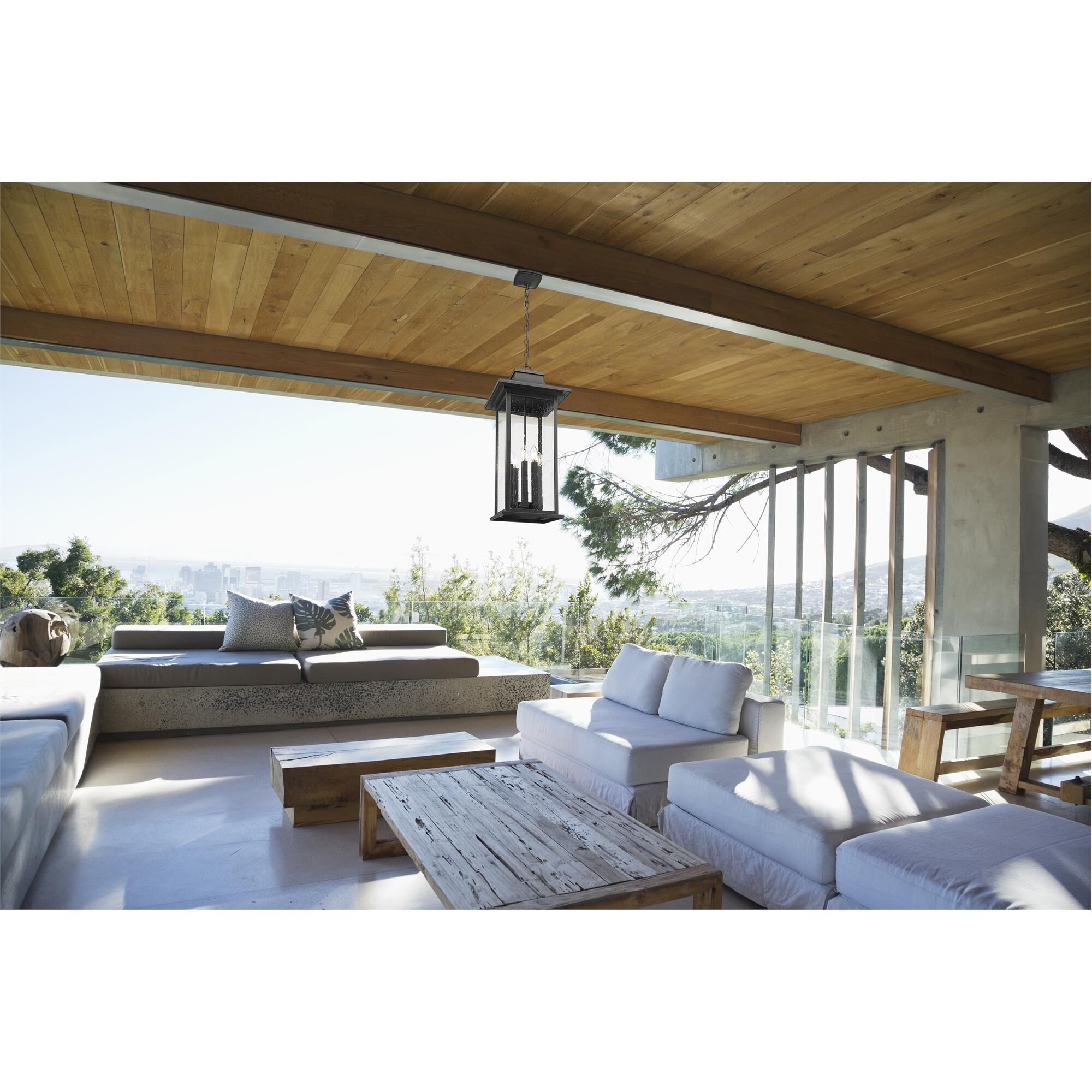 Shown in Black finish and Clear Seedy glass and Clear Seedy shade