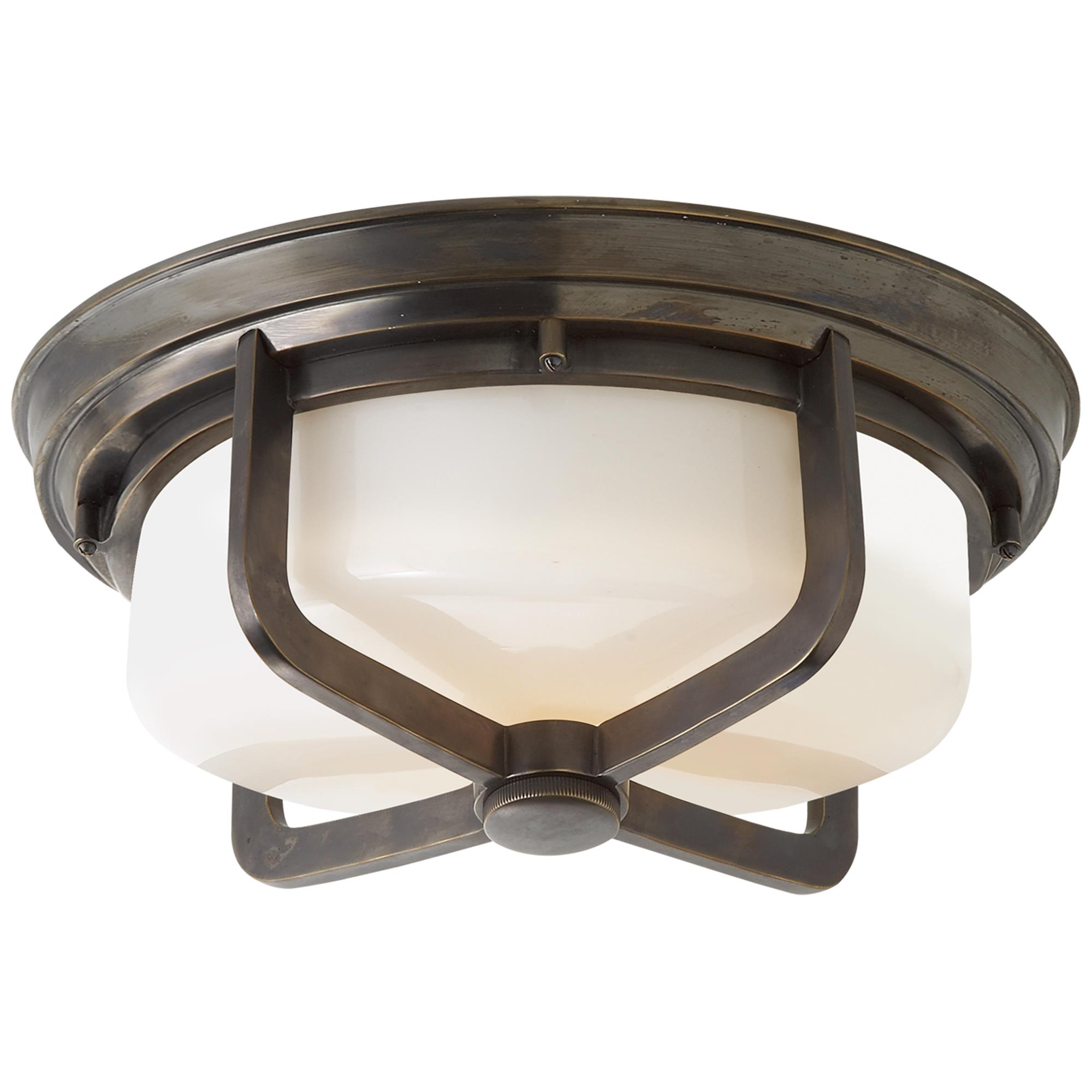 Shown in Bronze finish and White glass
