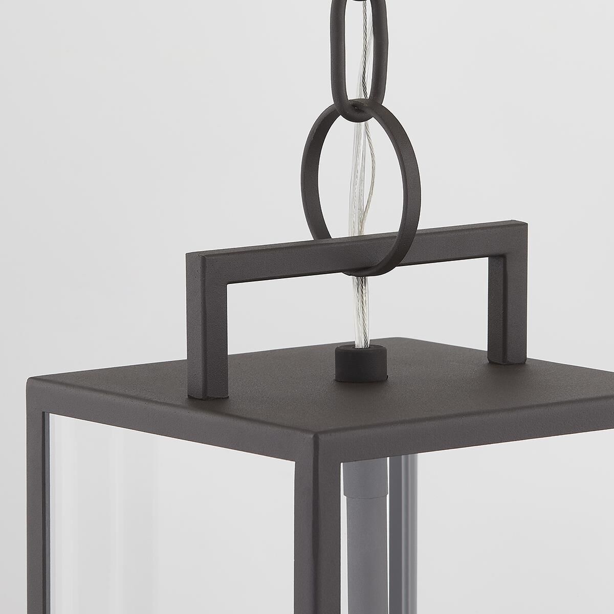 Shown in Textured Bronze finish and Clear shade