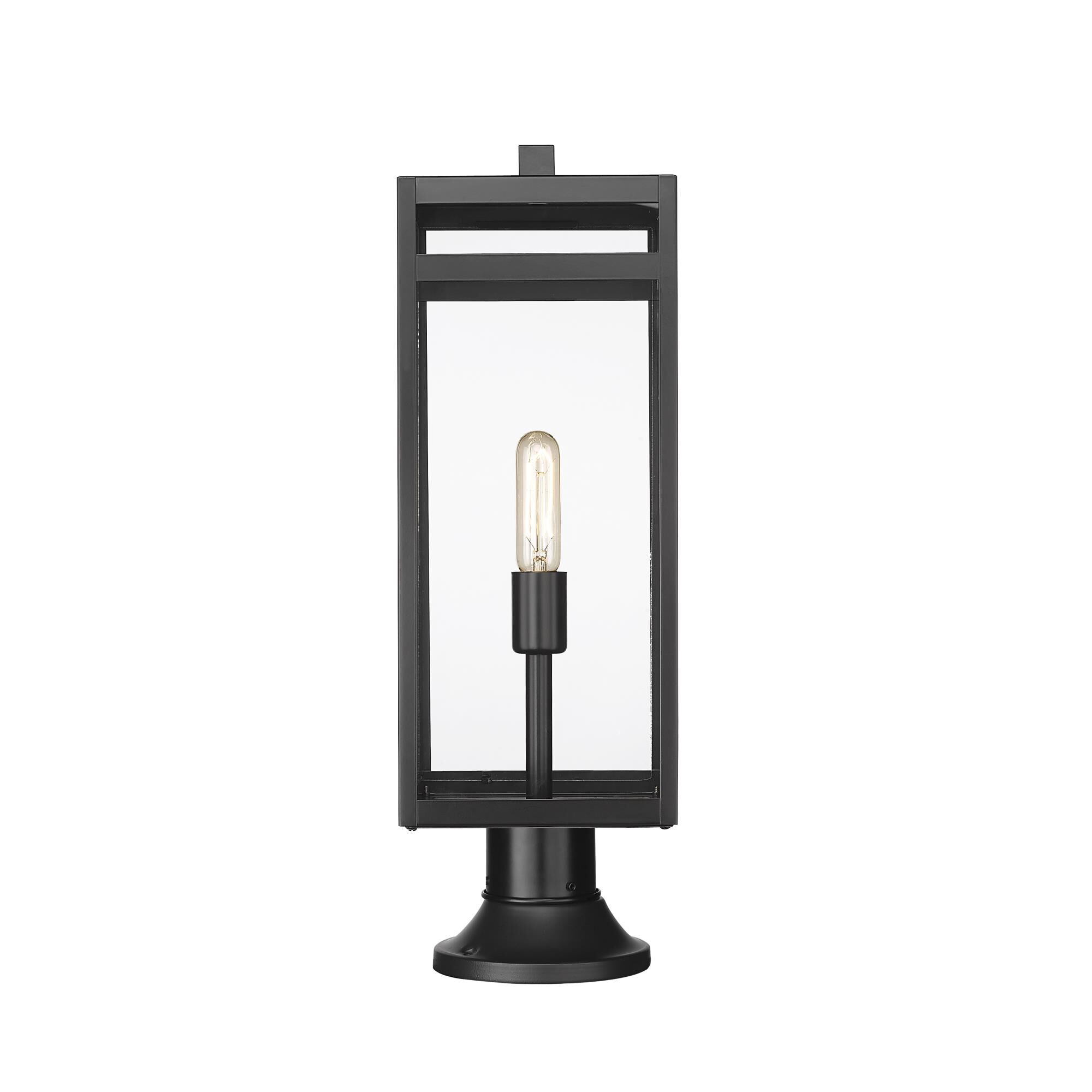 Shown in Black finish and Glass shade