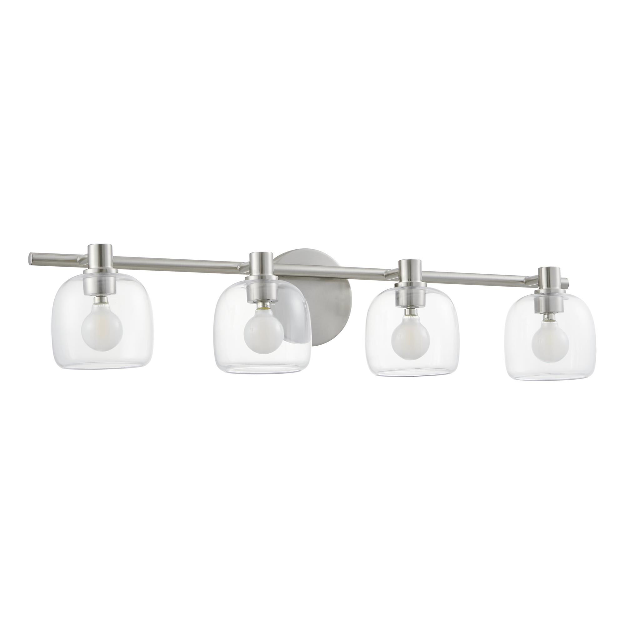 Shown in Brushed Nickel finish and Clear glass