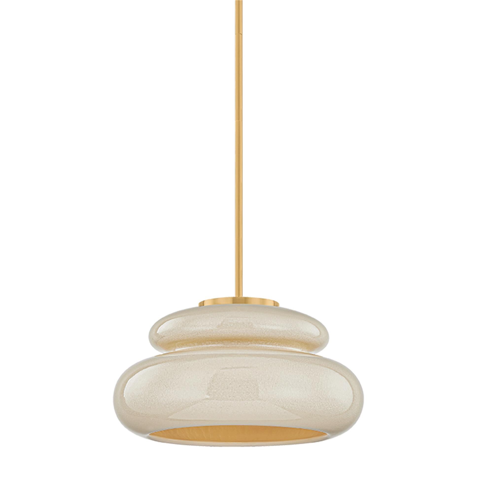 Shown in Aged Brass and Ceramic Butter Crackle finish and Butter Crackle Ceramic shade