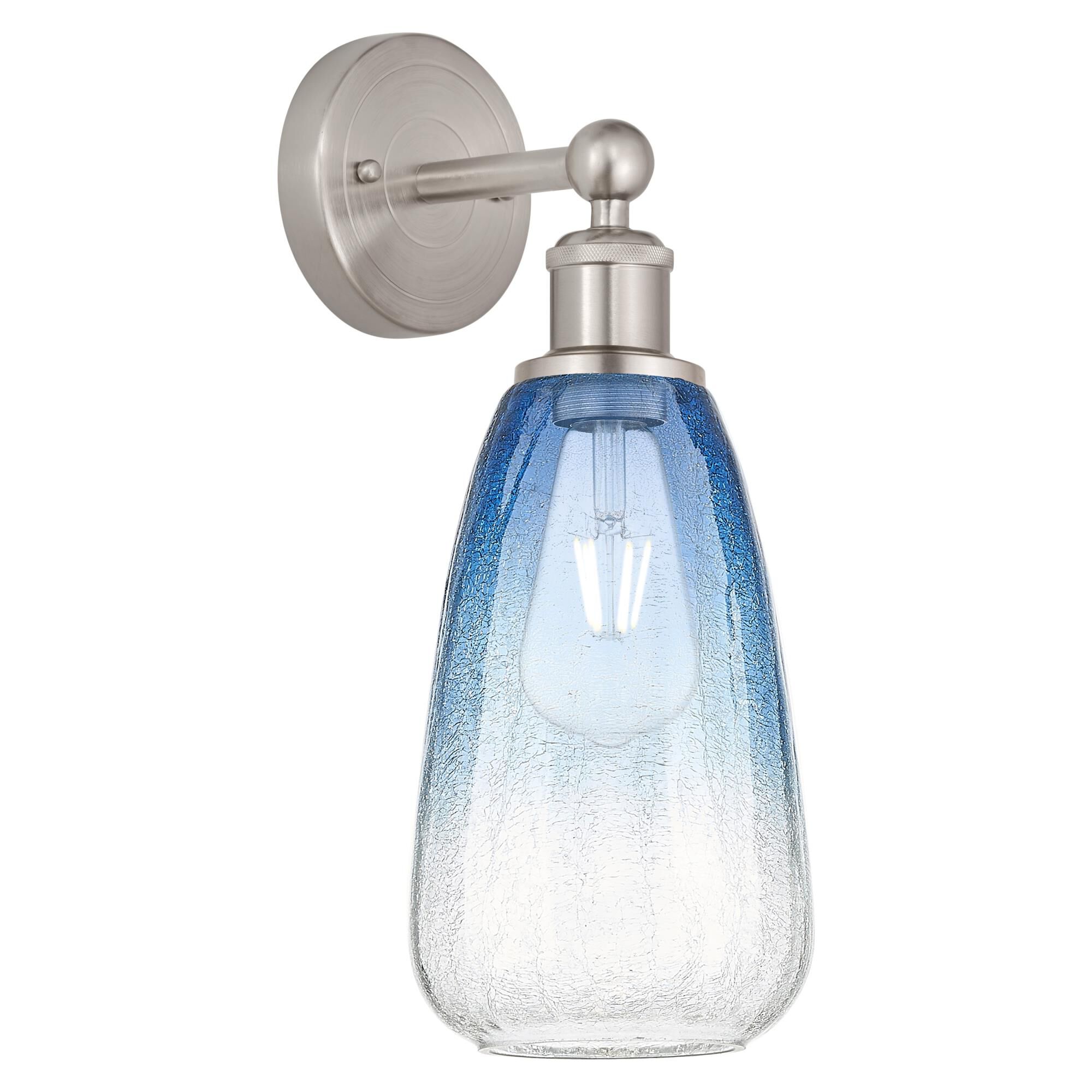 Shown in Brushed Satin Nickel finish and Sapphire Blue glass