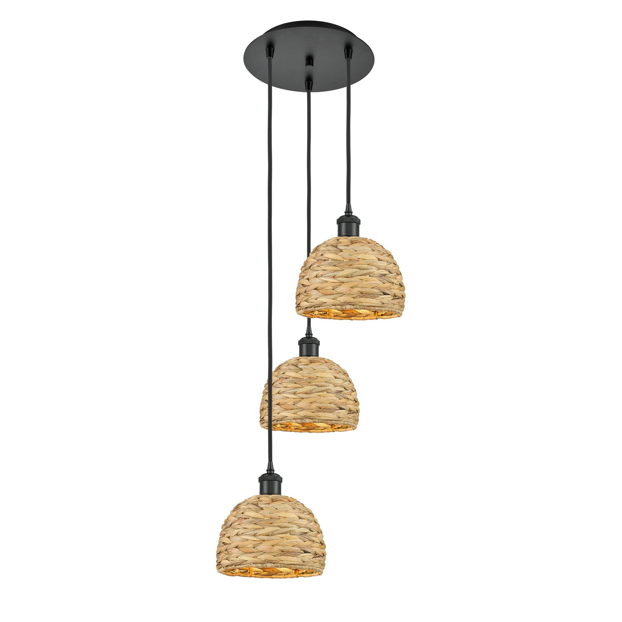 Bruno Marashlian Woven Rattan 19 Inch Multi Light Pendant by Innovations Lighting