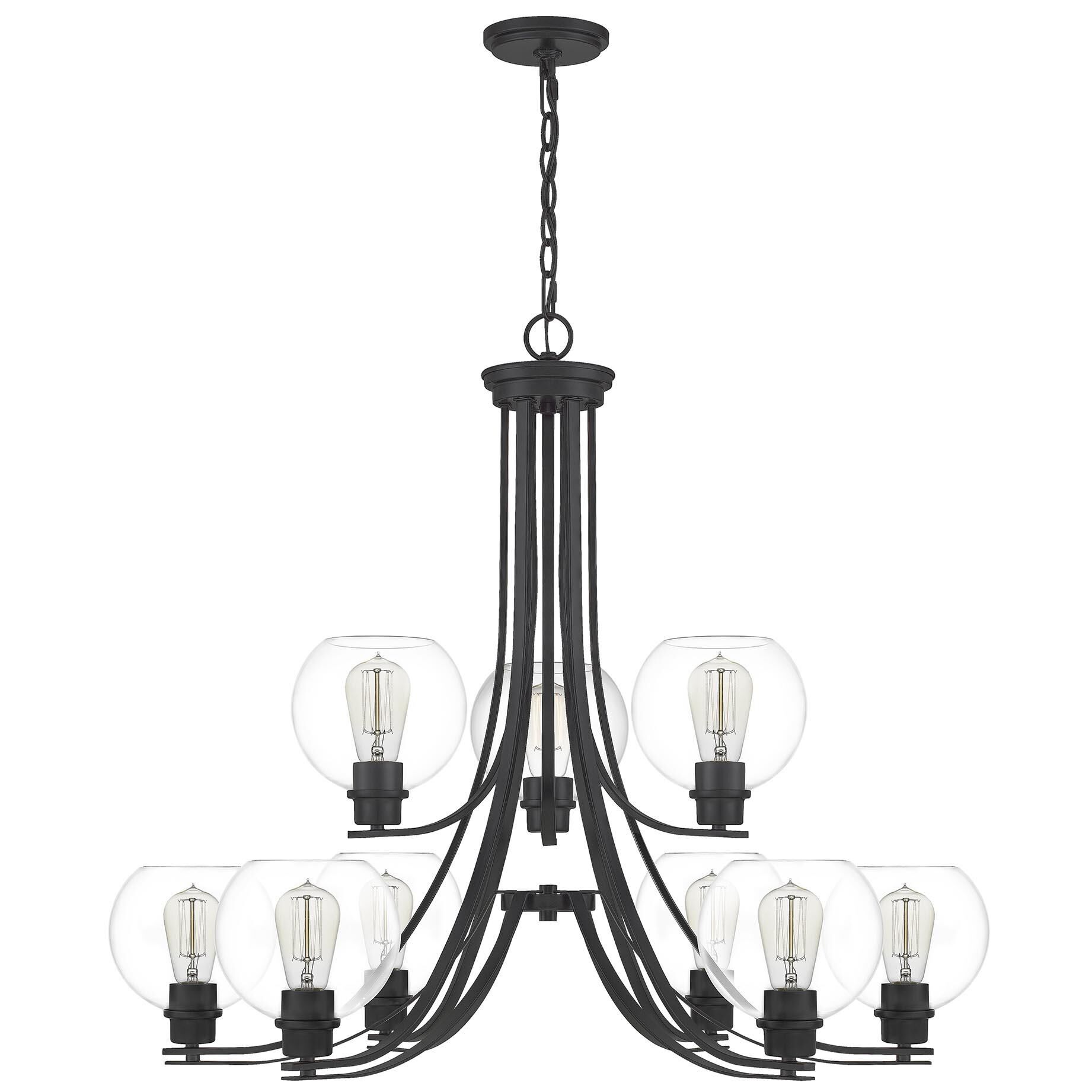Shown in Matte Black finish and Clear Glass shade