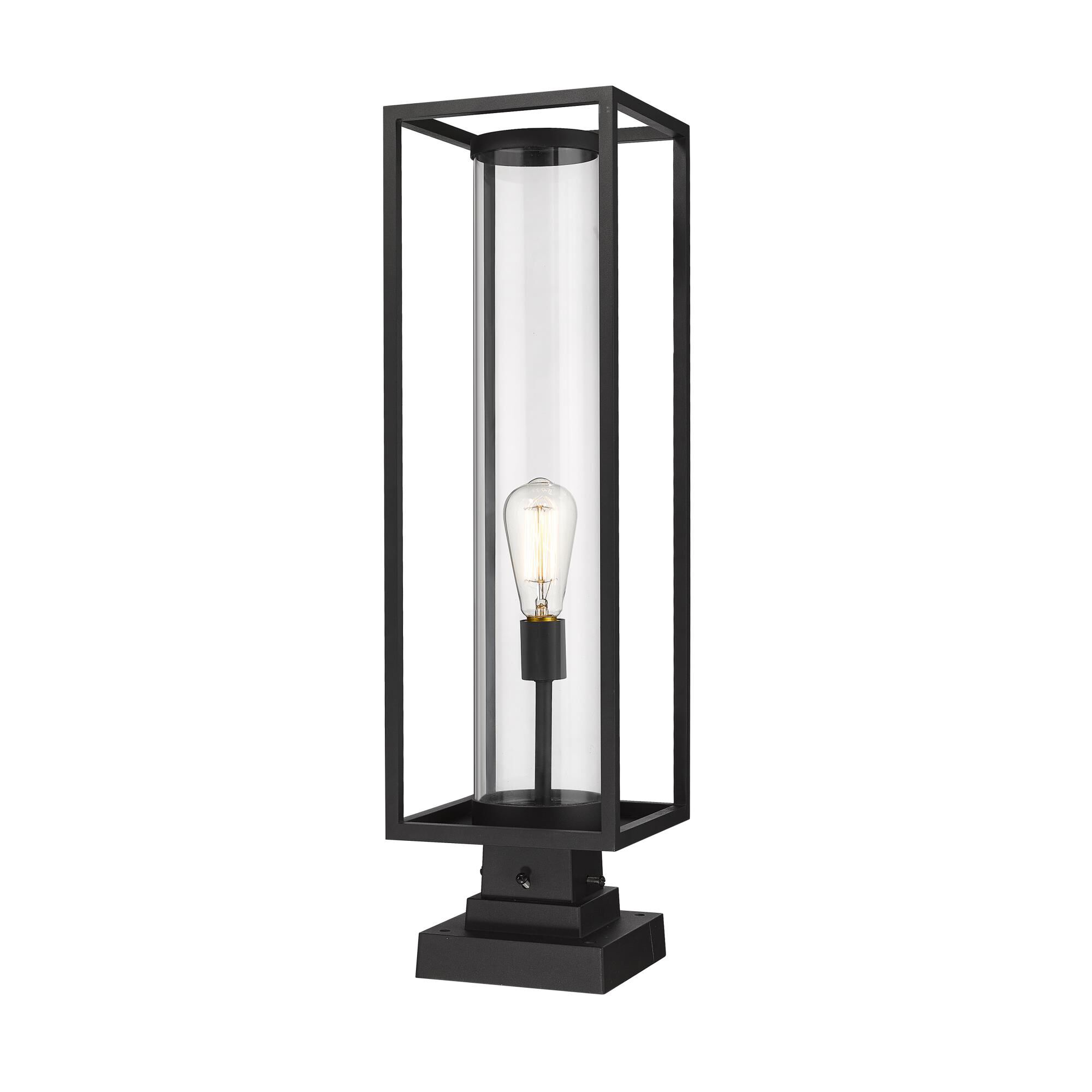 Shown in Black finish and Glass shade