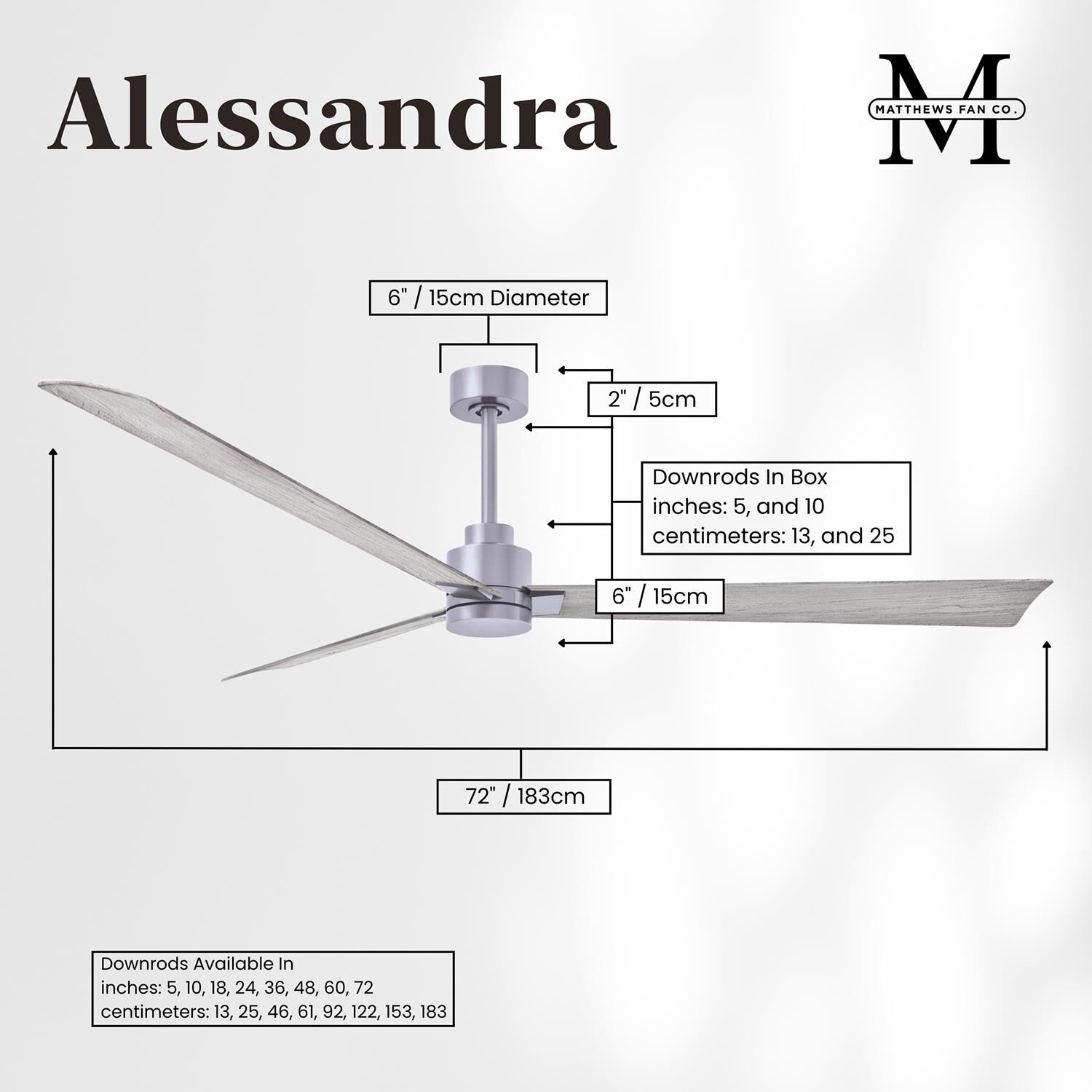 Alessandra 72 Inch Ceiling Fan by Matthews Fan Company