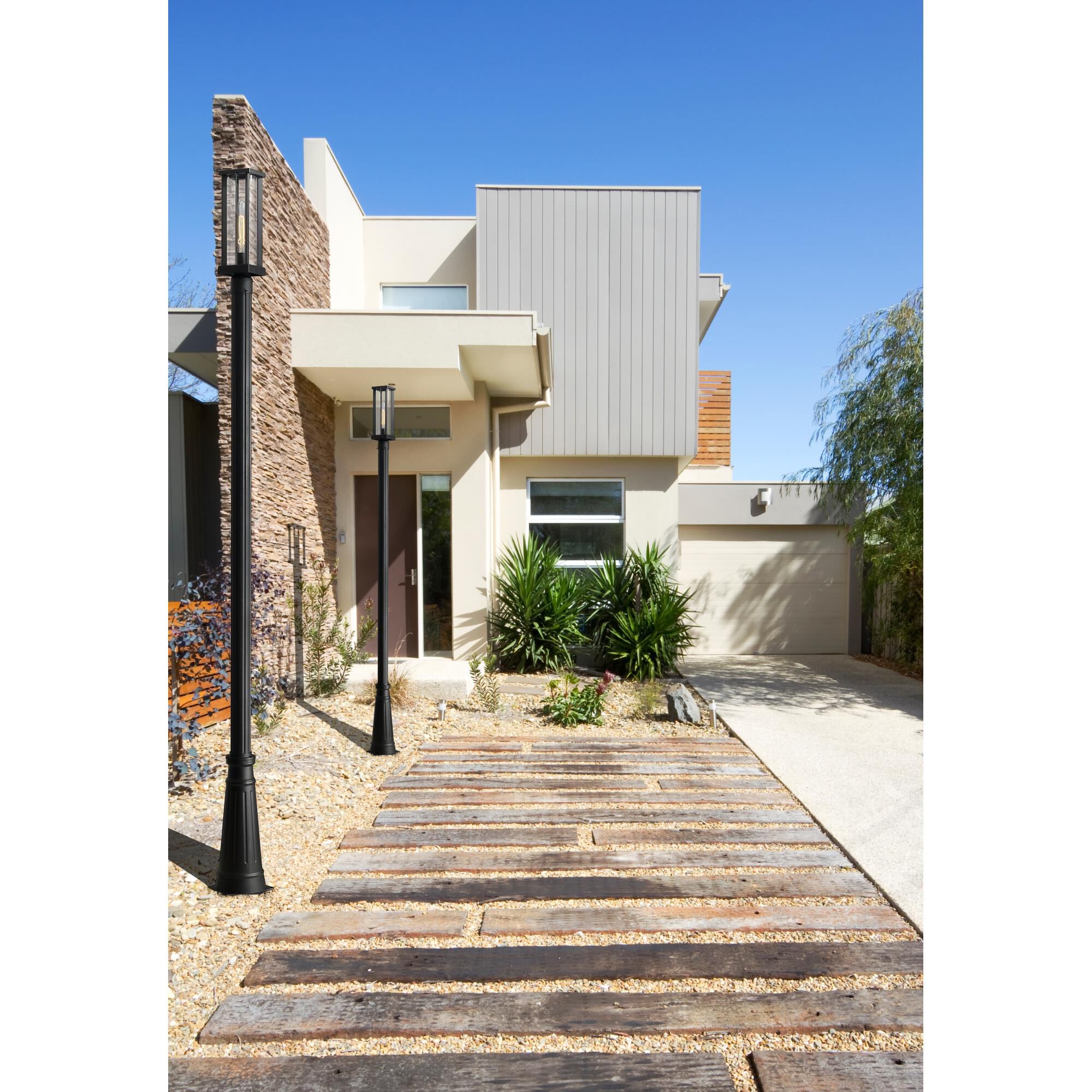 Shown in Black finish and Glass shade