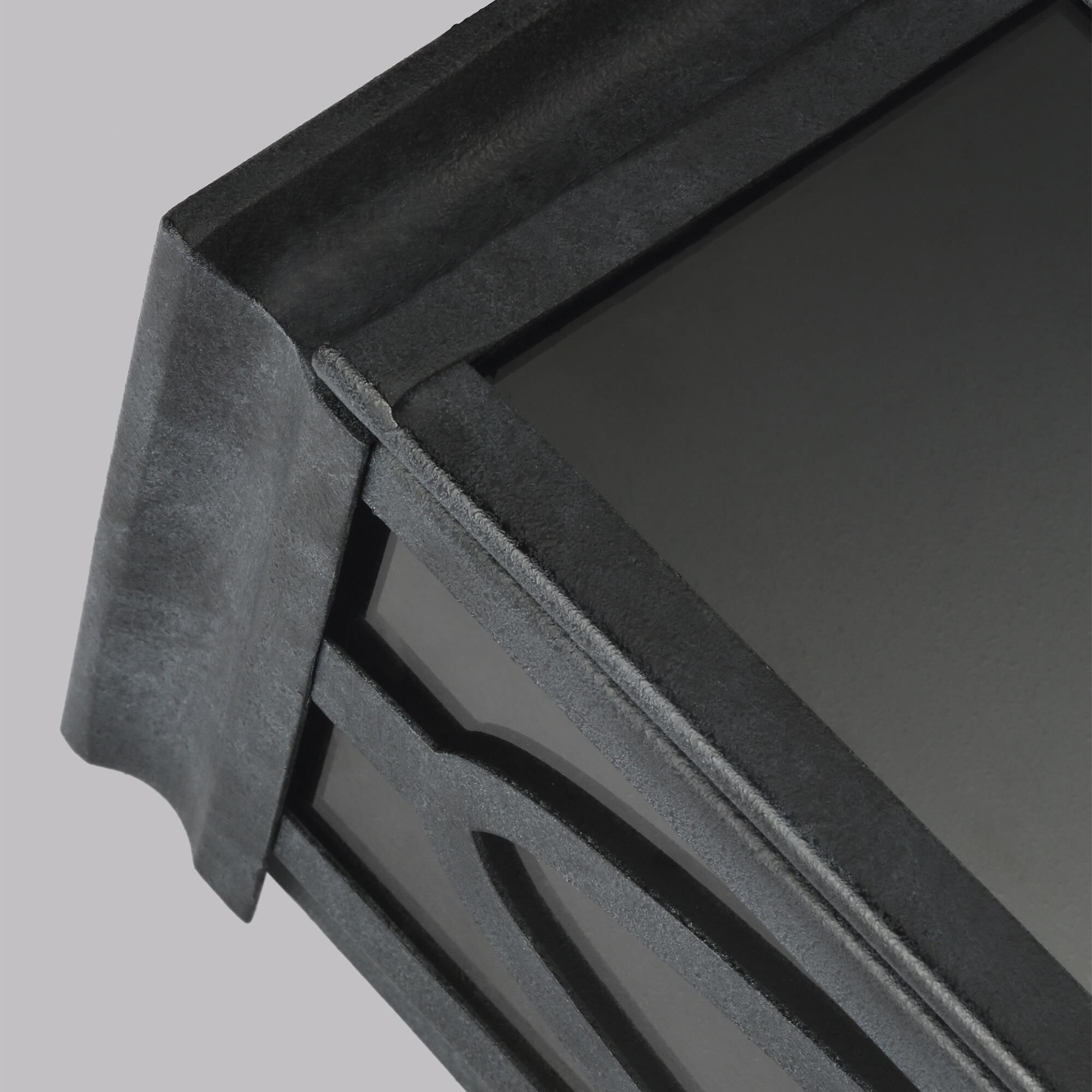 Shown in Dark Weathered Zinc finish and Clear glass