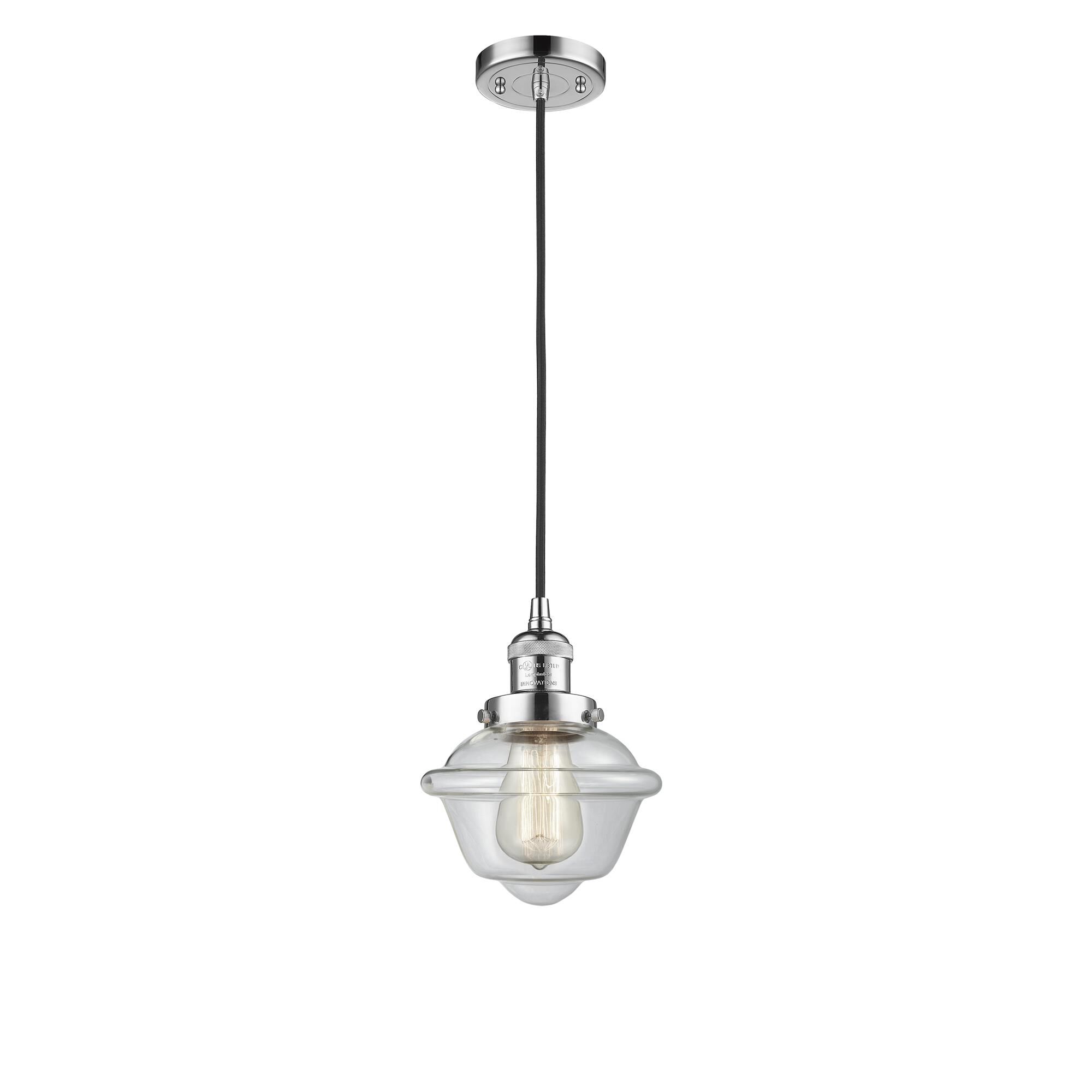 Shown in Polished Chrome finish and Clear Small Oxford glass and Cord accent