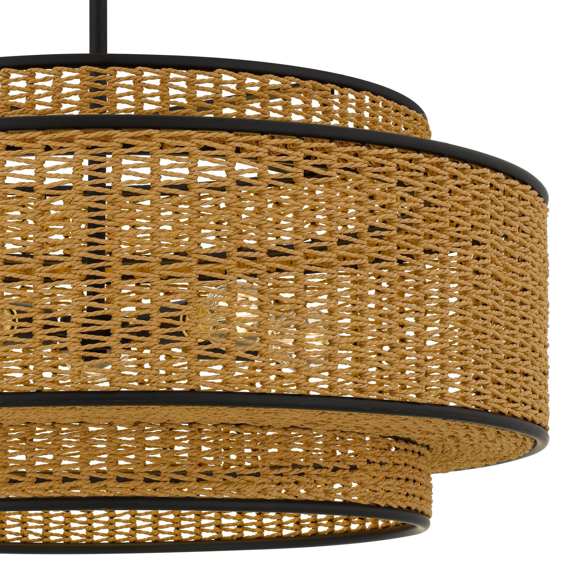 Shown in Matte Black finish and Rope shade