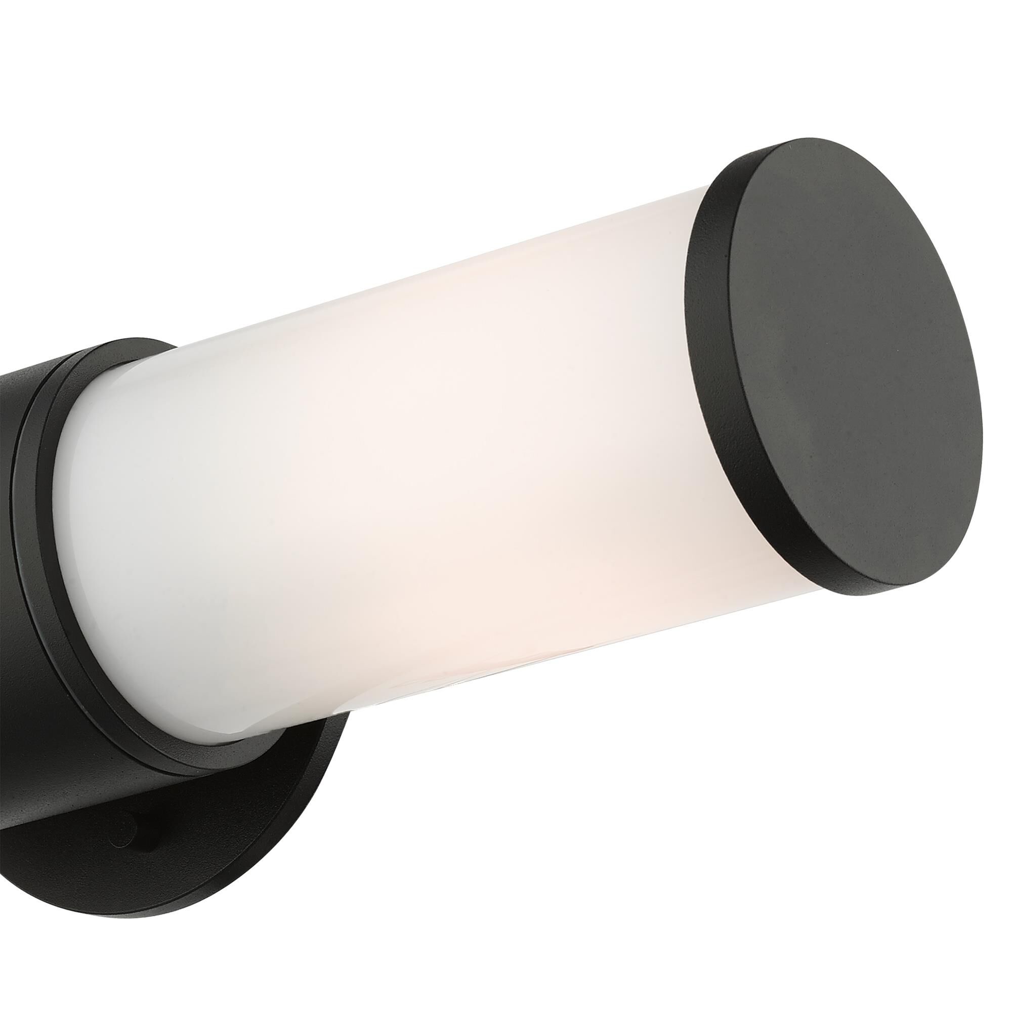 Shown in Textured Black finish and Satin Opal White glass