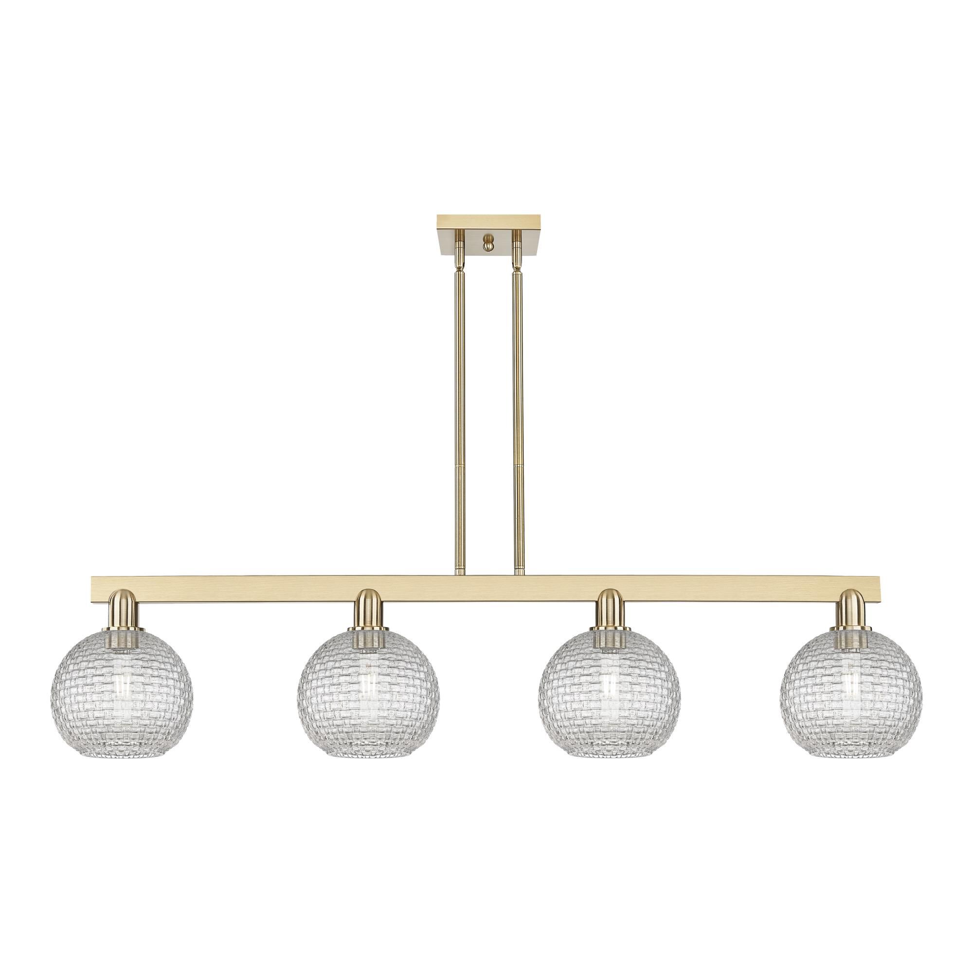 Shown in Champagne Bronze finish and Clear Basketweave glass