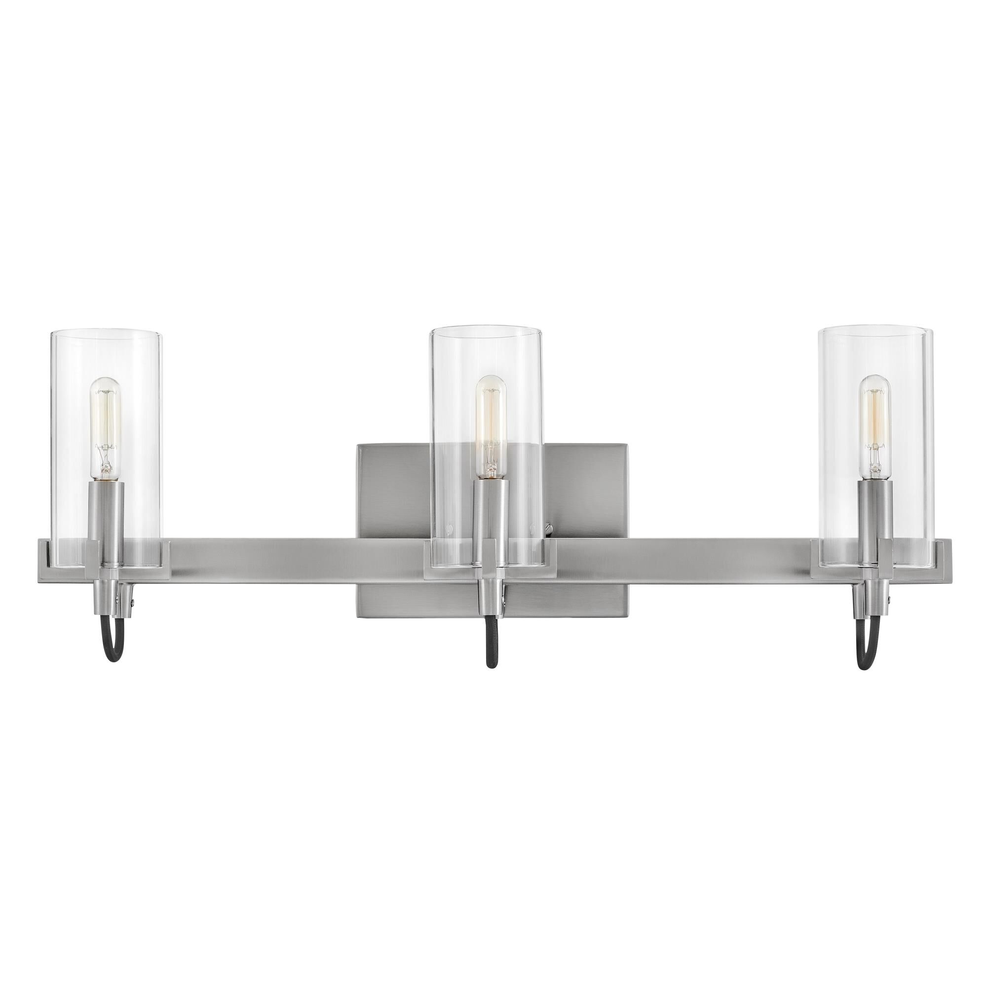 Shown in Brushed Nickel finish and Clear glass