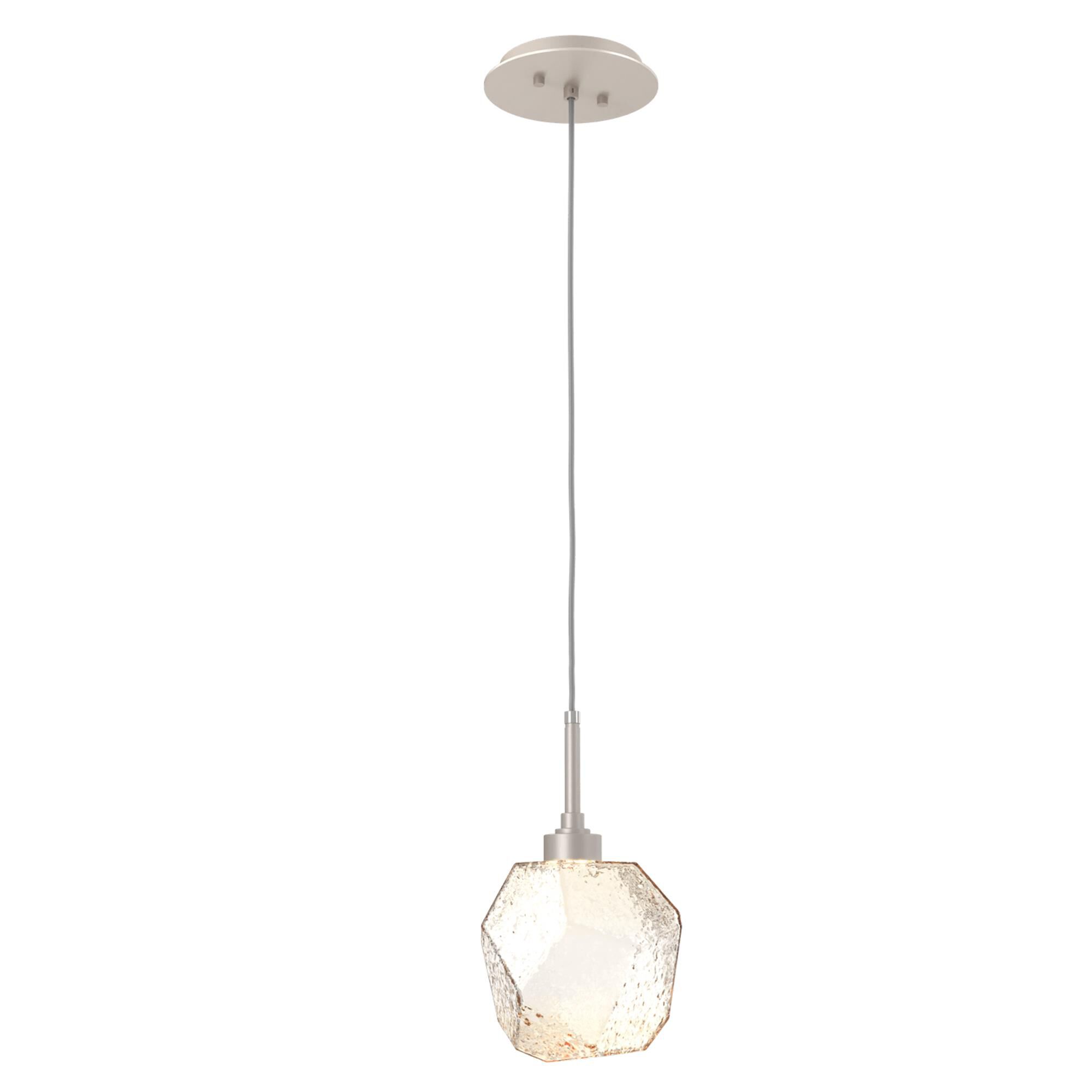 Shown in Metallic Beige Silver finish and Amber glass