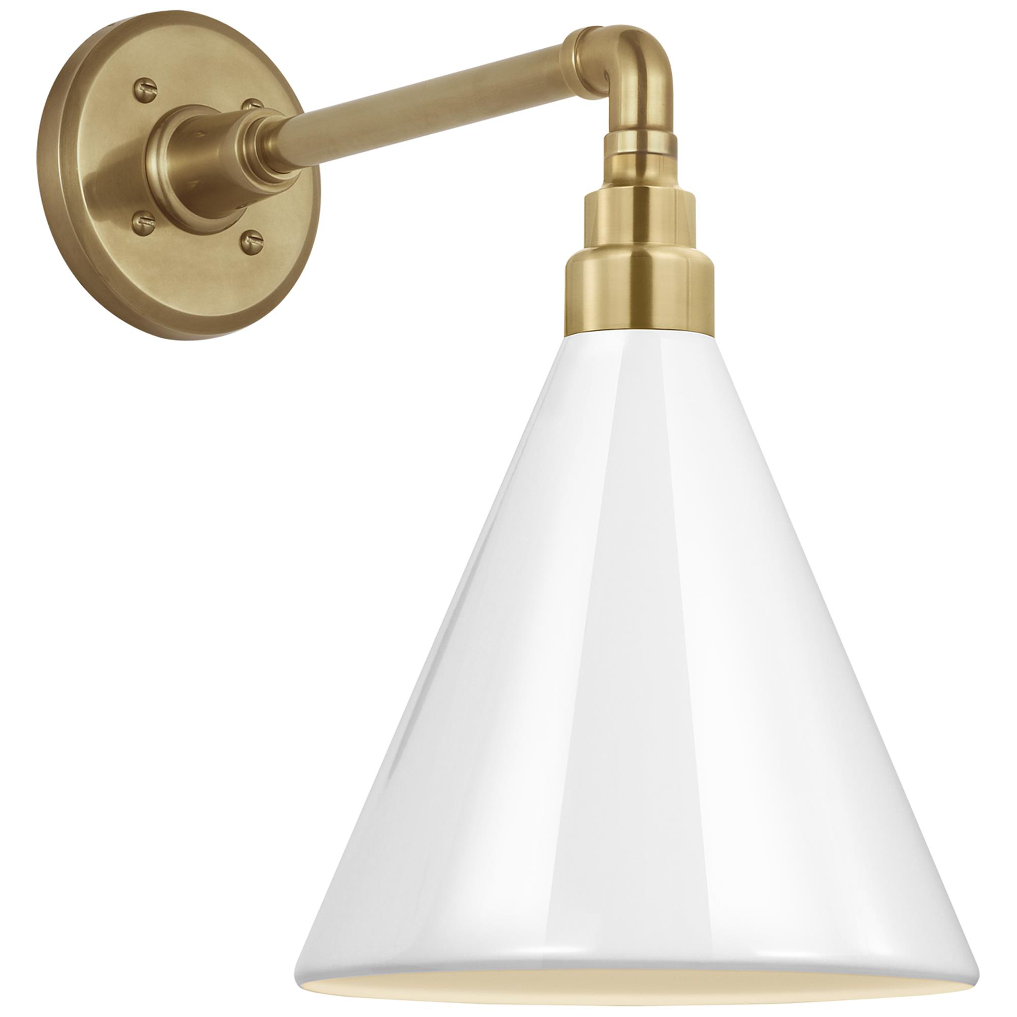 Shown in Hand-Rubbed Antique Brass finish and White Conical Savannah shade