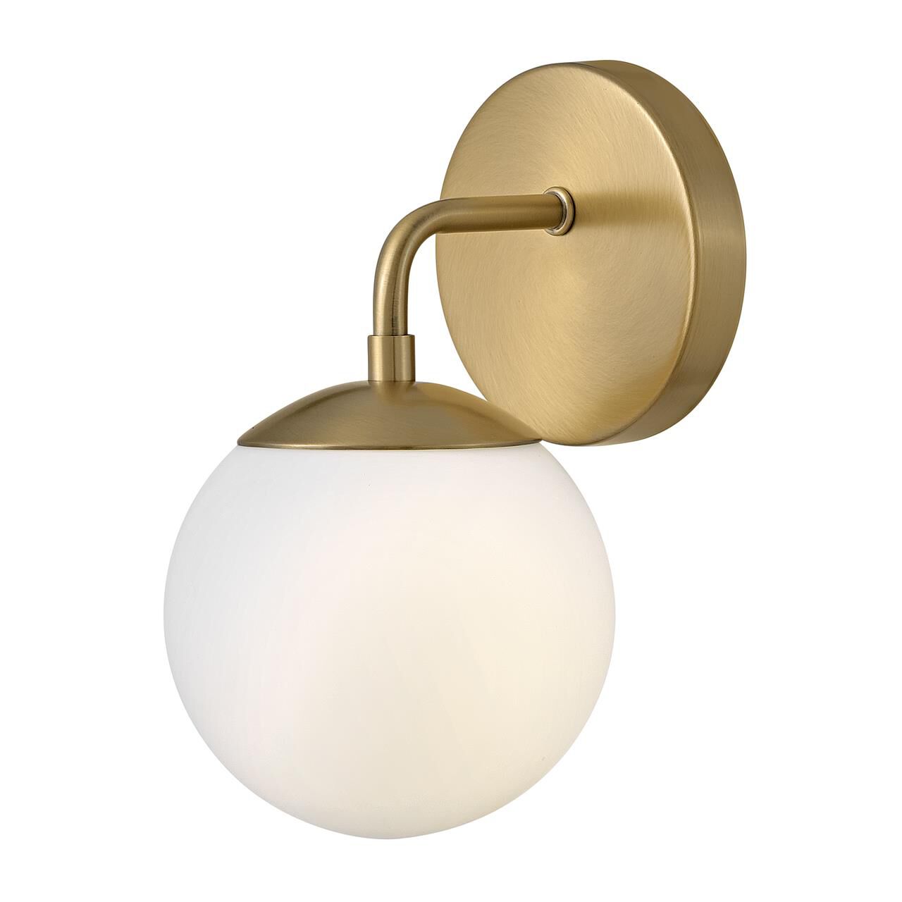 Shown in Lacquered Brass finish and White glass