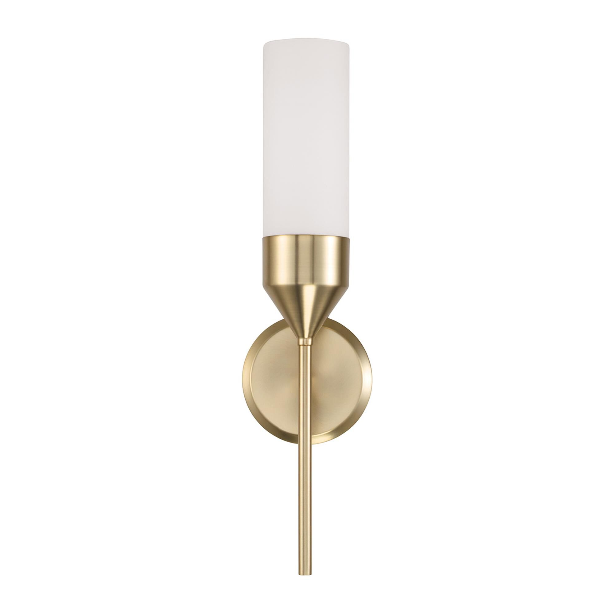 Shown in Matte Brass finish and Soft White glass