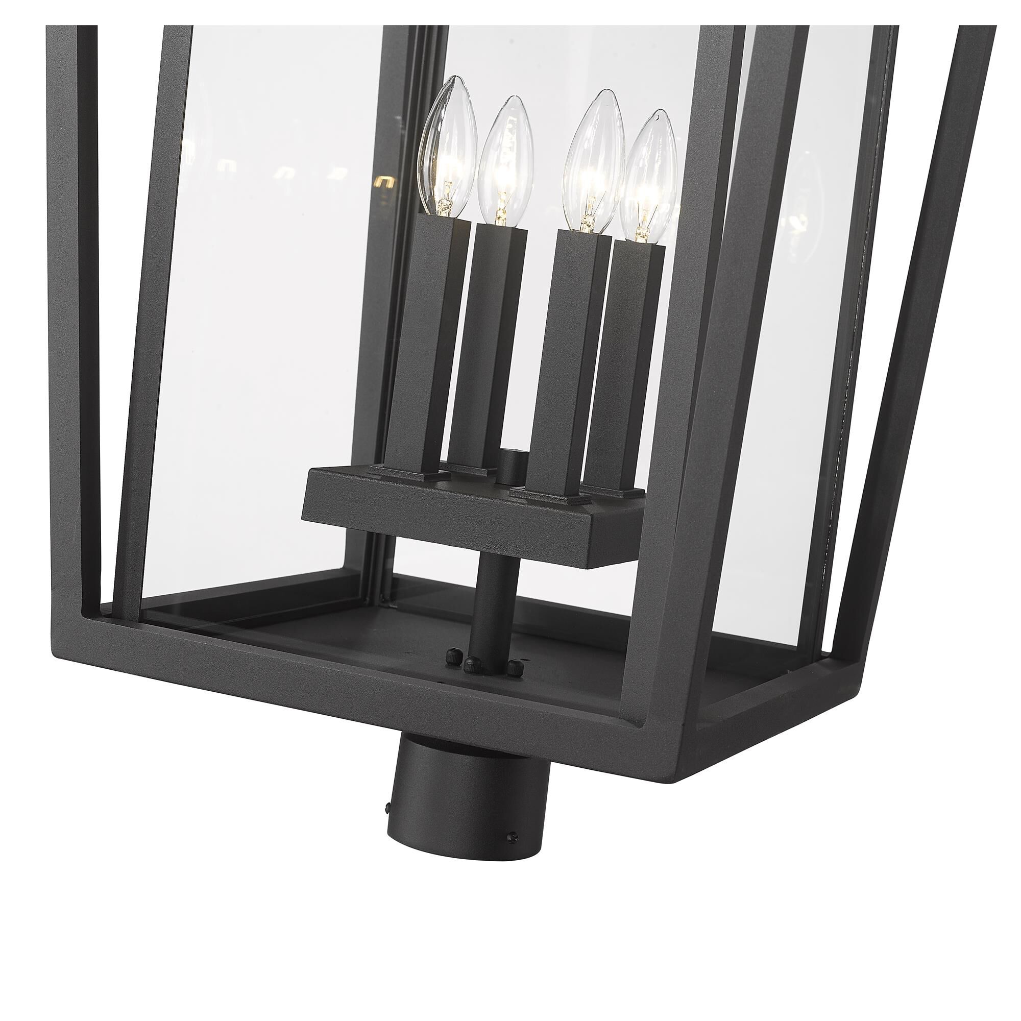 Shown in Black finish and Glass shade