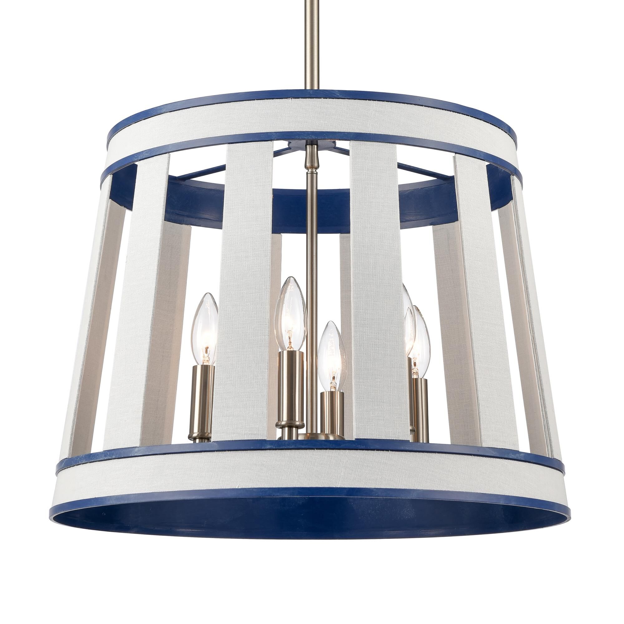 Shown in White finish and White Burlap and Metal shade