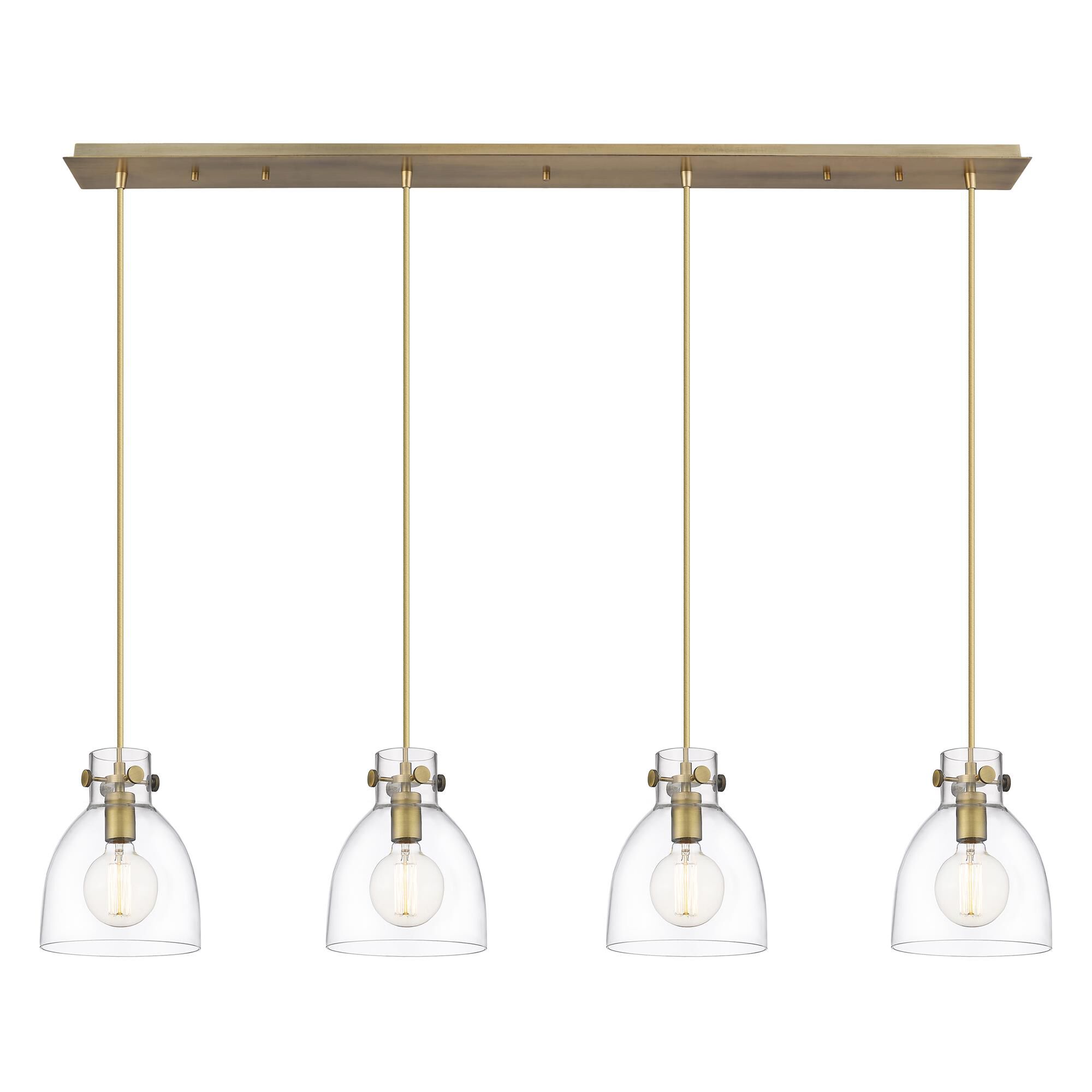 Shown in Brushed Brass finish and Clear glass and Clear Glass shade