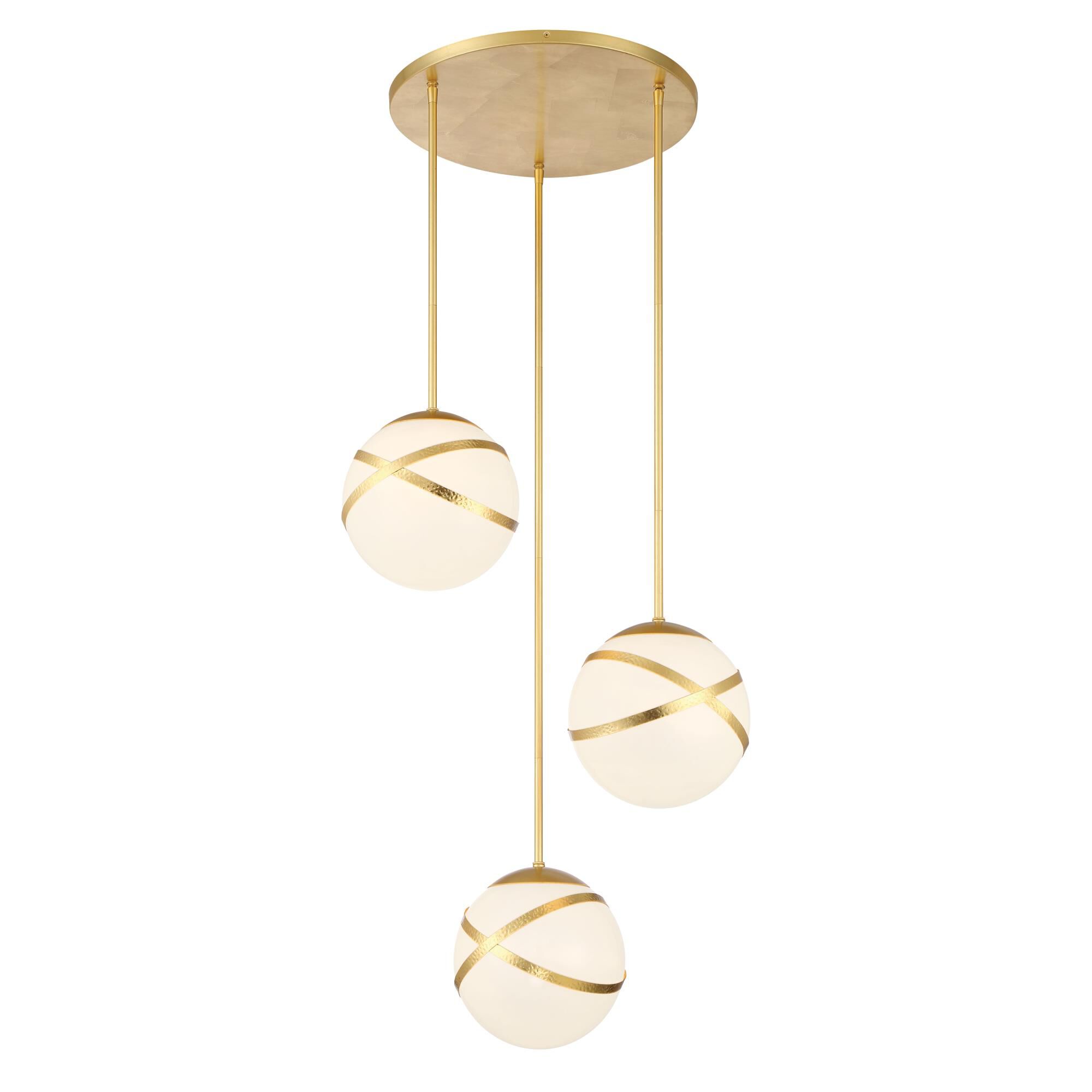 Shown in Spring Gold Leaf finish and White glass and Opal Glass shade