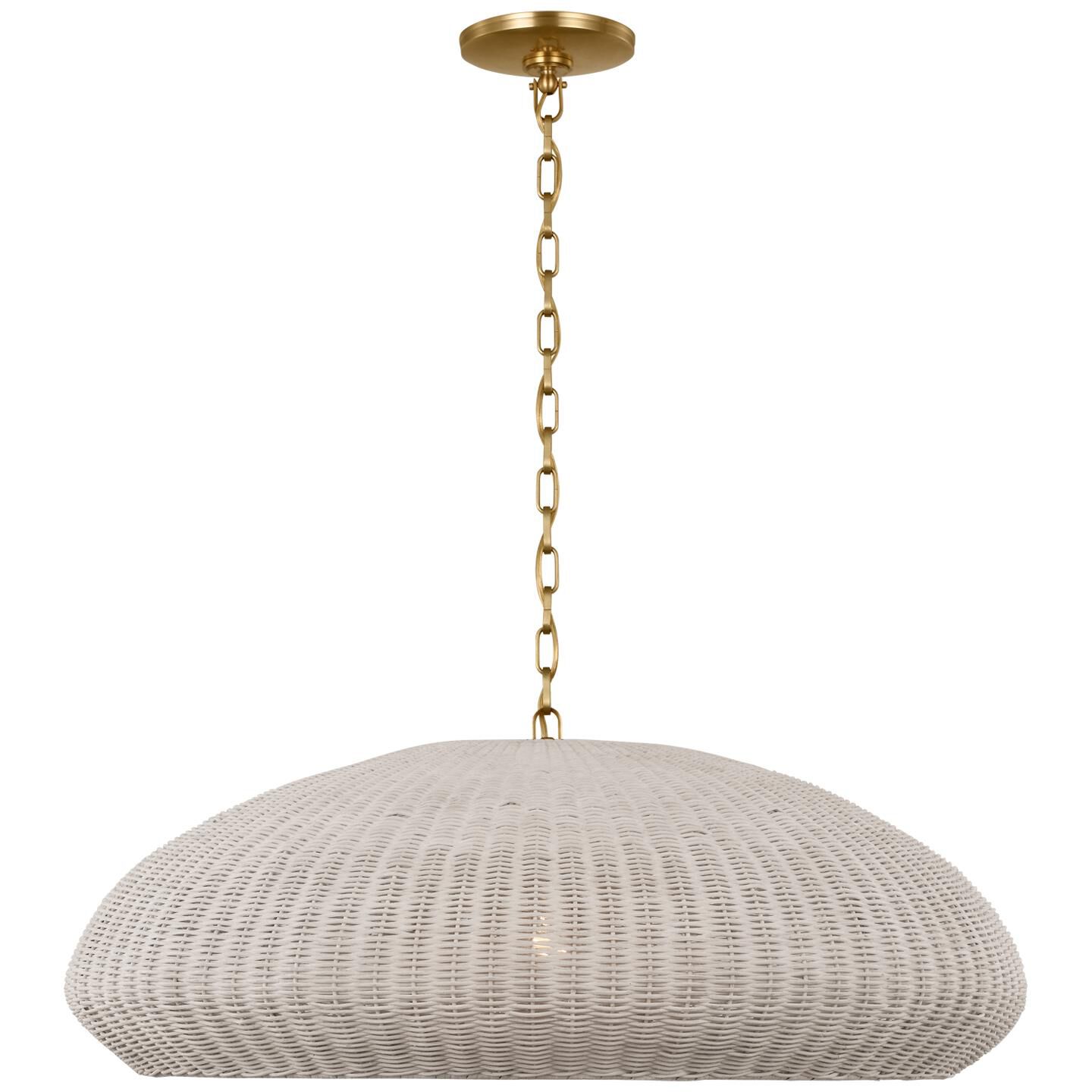 Shown in Antique-Burnished Brass finish and Chalk Wicker shade