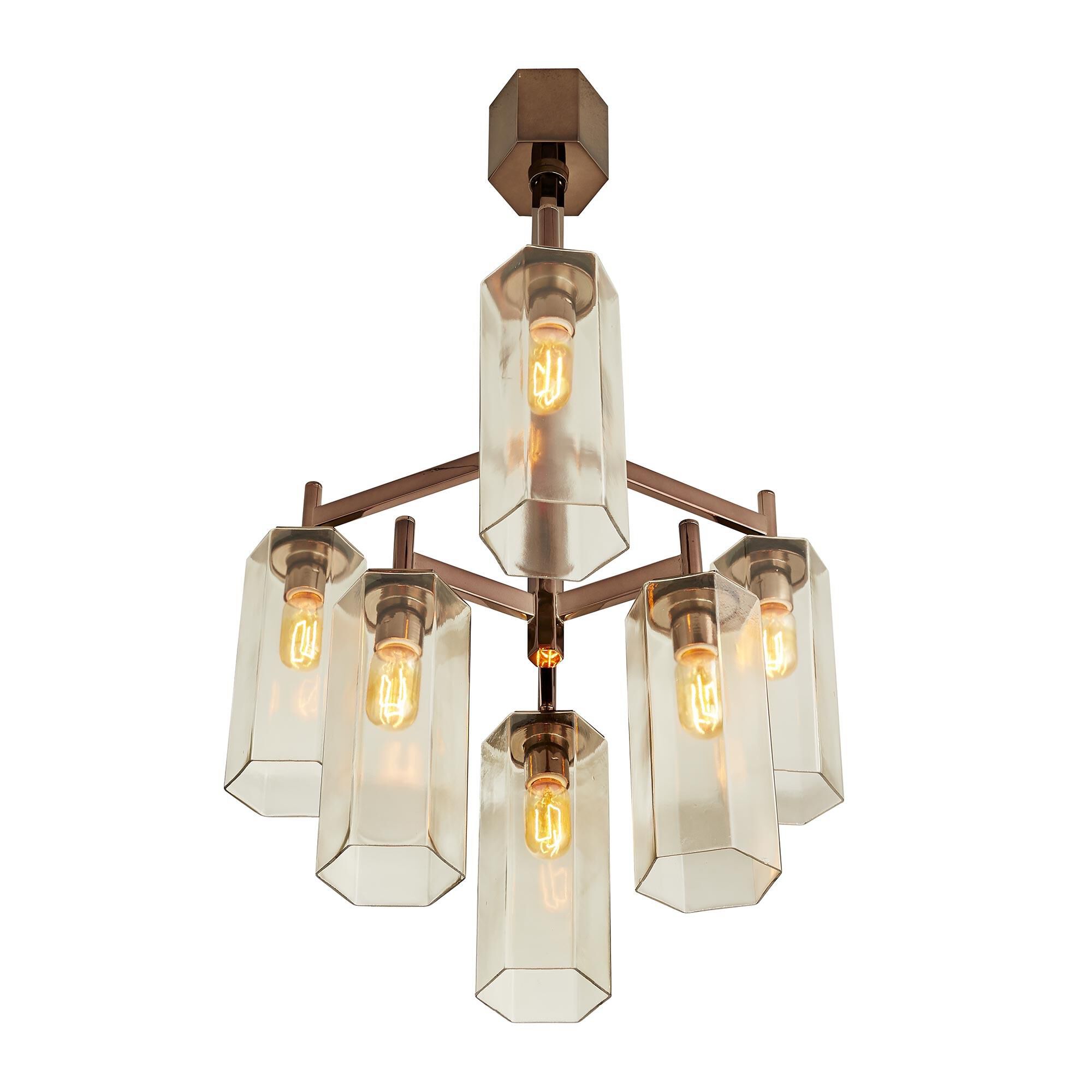 Shown in Brown Nickel finish and Smoke glass