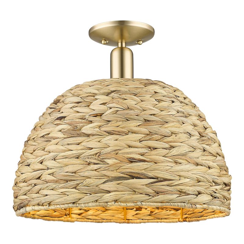 Bruno Marashlian Woven Rattan 16 Inch Semi Flush Mount by Innovations Lighting