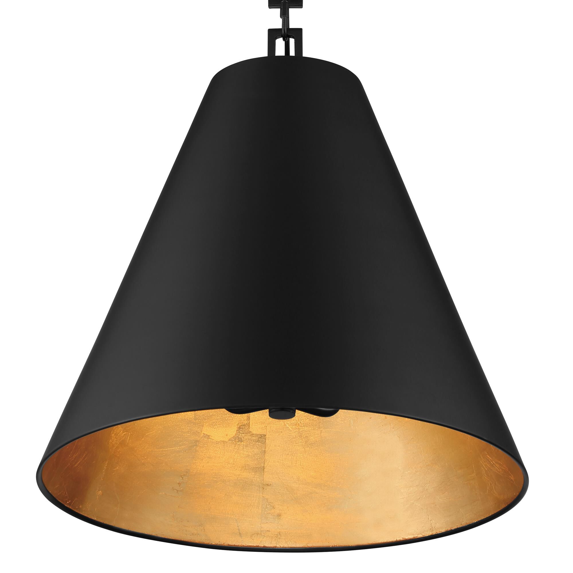 Shown in Matte Black + Antique Gold finish and Iron glass and Iron shade