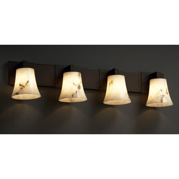 Shown in Dark Bronze finish and Faux Alabaster Resin glass and Round Flared accent