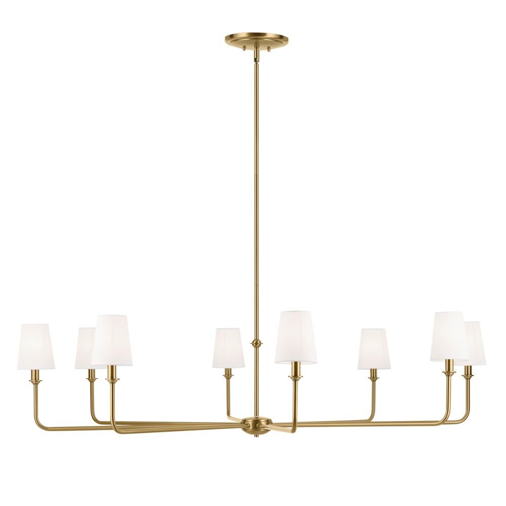 Shown in Brushed Natural Brass finish and Fabric,Tapered shade