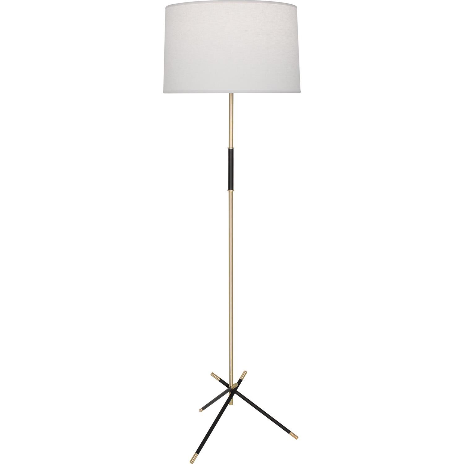 Shown in Modern Brass finish and Off White shade and Matte Black accent