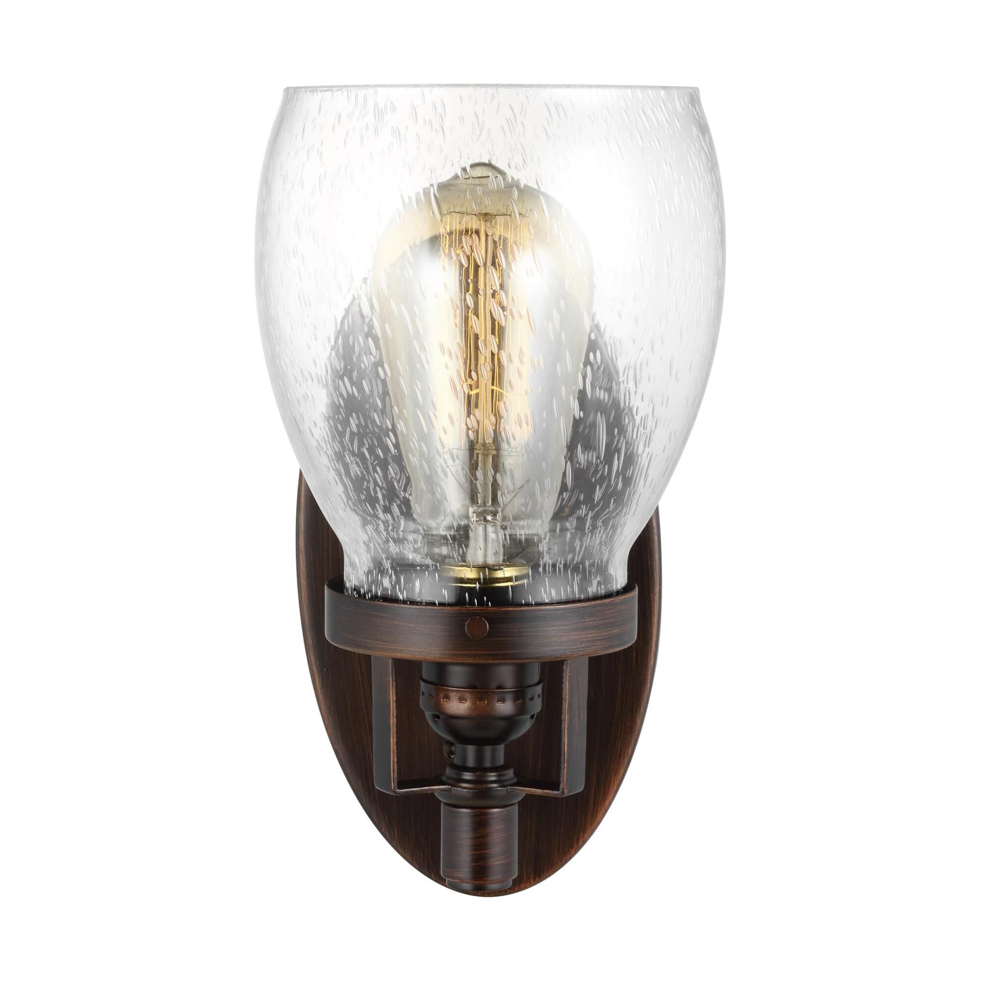 Shown in Bronze finish and Clear Seeded glass and Clear Seeded Glass shade