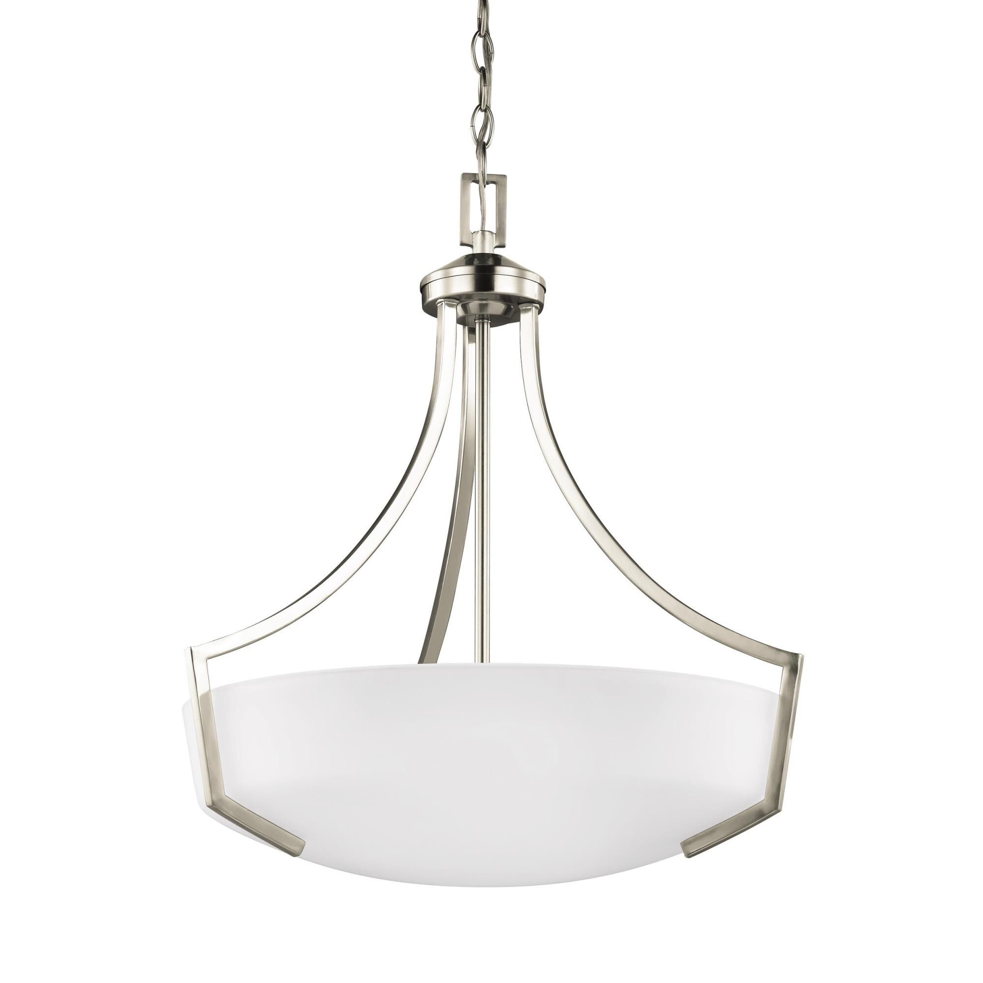 Shown in Brushed Nickel finish and Satin Etched  Shade glass and Satin Etched Glass shade